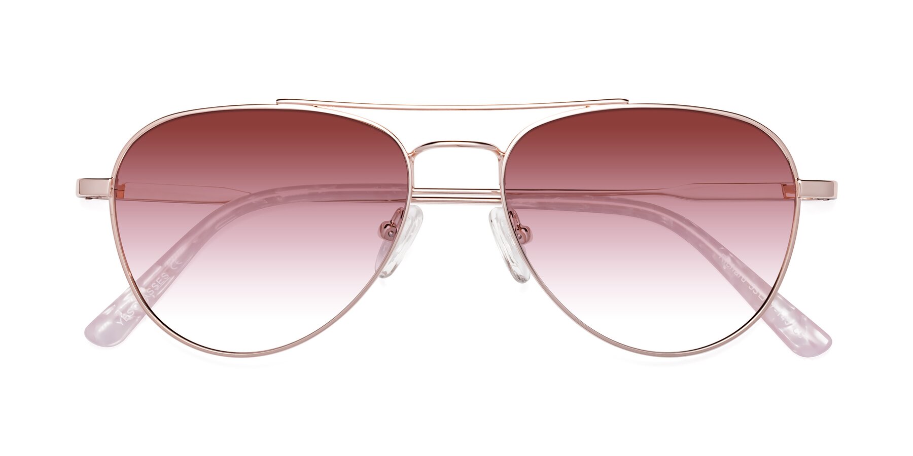 Folded Front of Richard in Rose Gold with Garnet Gradient Lenses