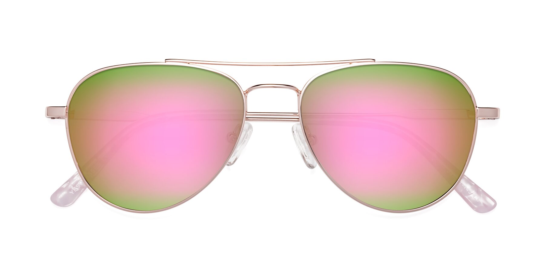 Folded Front of Richard in Rose Gold with Pink Mirrored Lenses