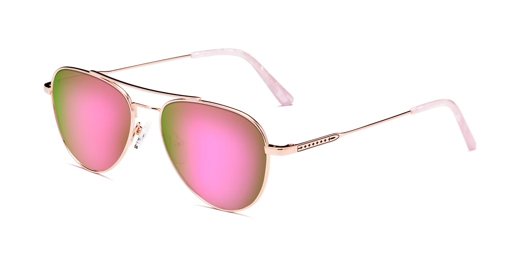 Angle of Richard in Rose Gold with Pink Mirrored Lenses