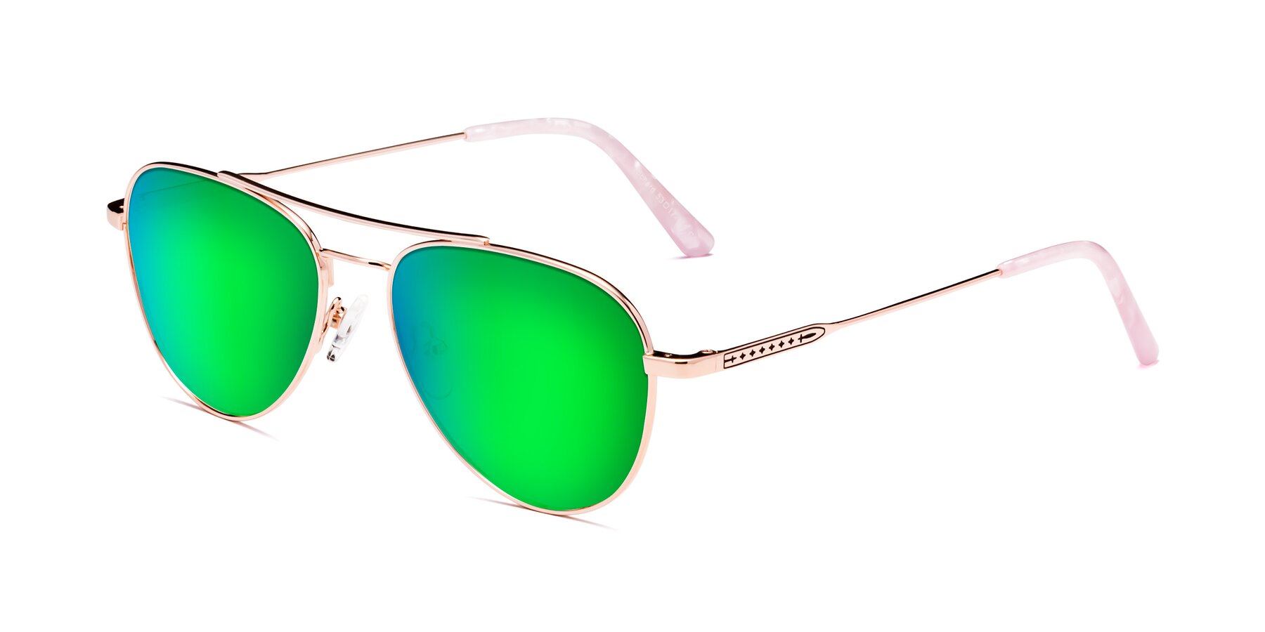 Angle of Richard in Rose Gold with Green Mirrored Lenses