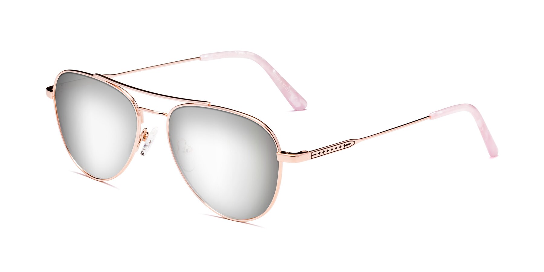 Angle of Richard in Rose Gold with Silver Mirrored Lenses