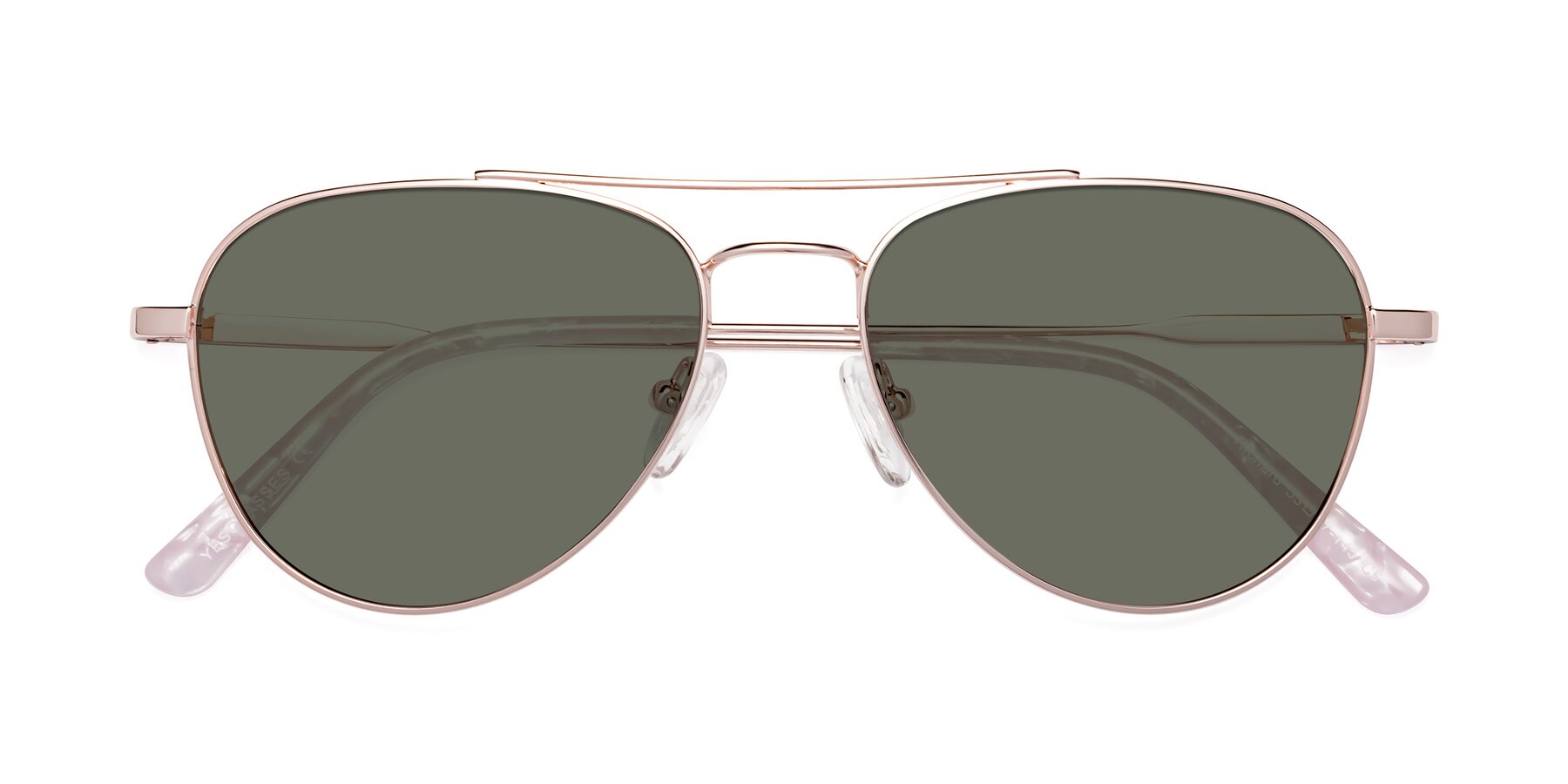 Folded Front of Richard in Rose Gold with Gray Polarized Lenses