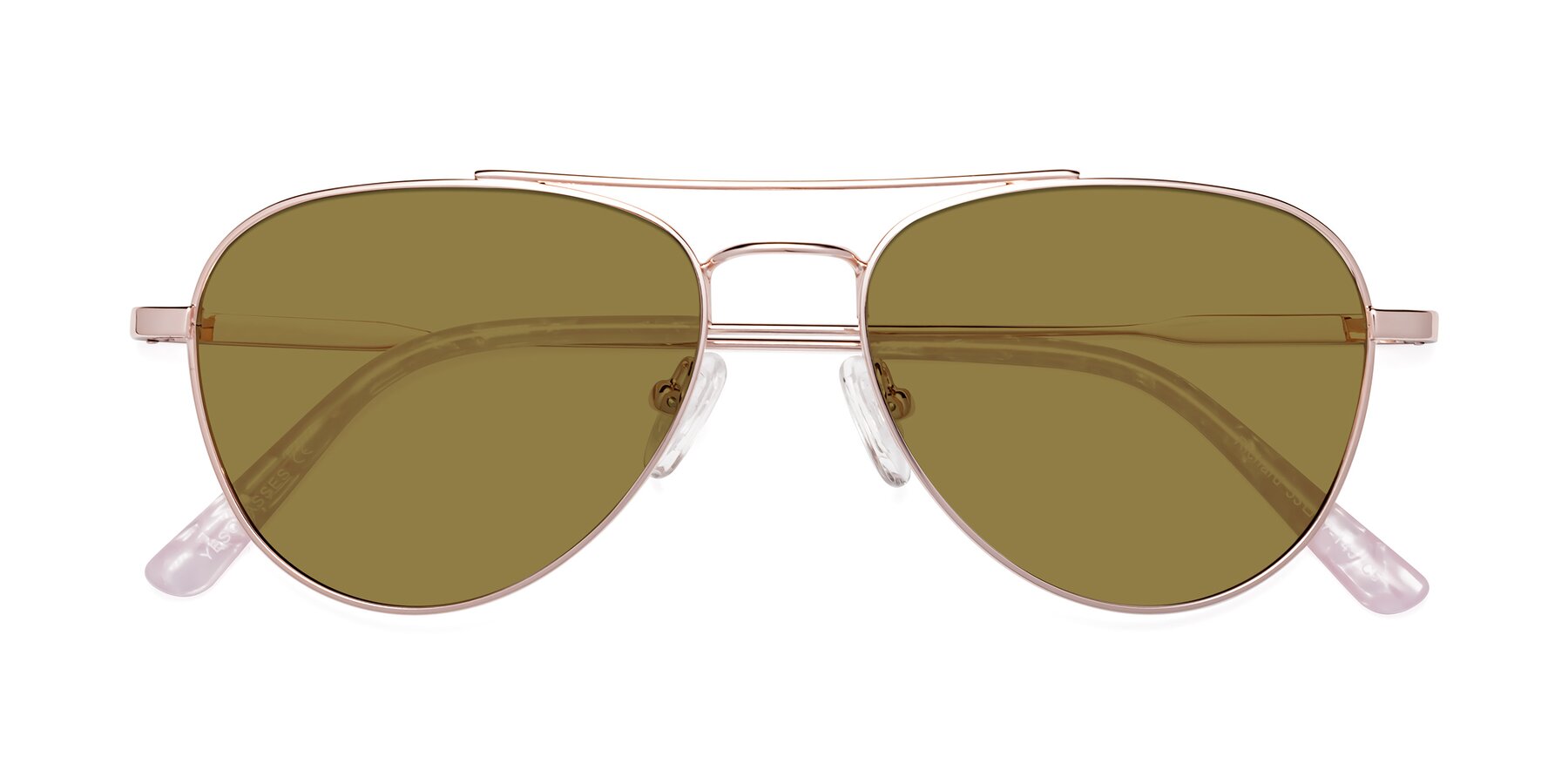 Folded Front of Richard in Rose Gold with Brown Polarized Lenses