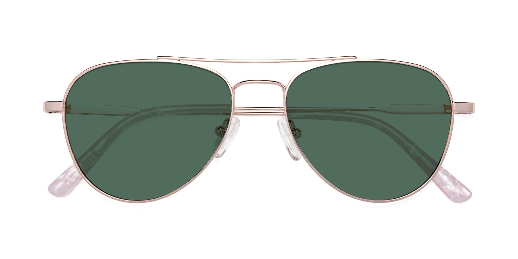 Folded Front of Richard in Rose Gold with Green Polarized Lenses