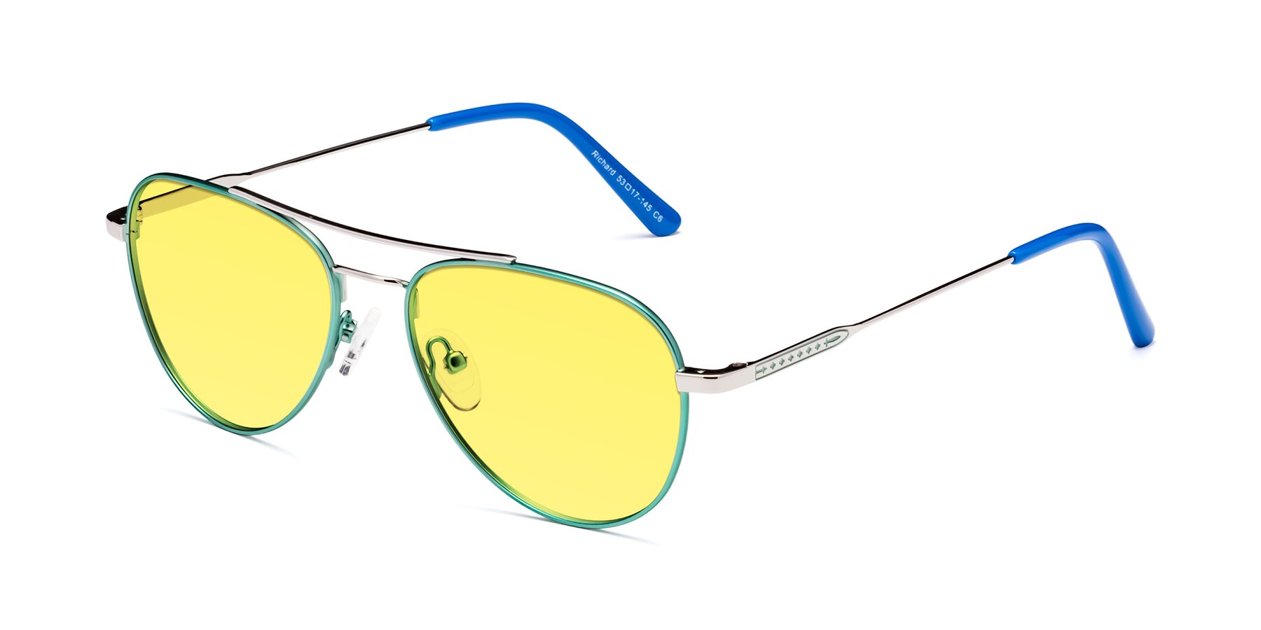 Angle of Richard in Green-Silver with Medium Yellow Tinted Lenses