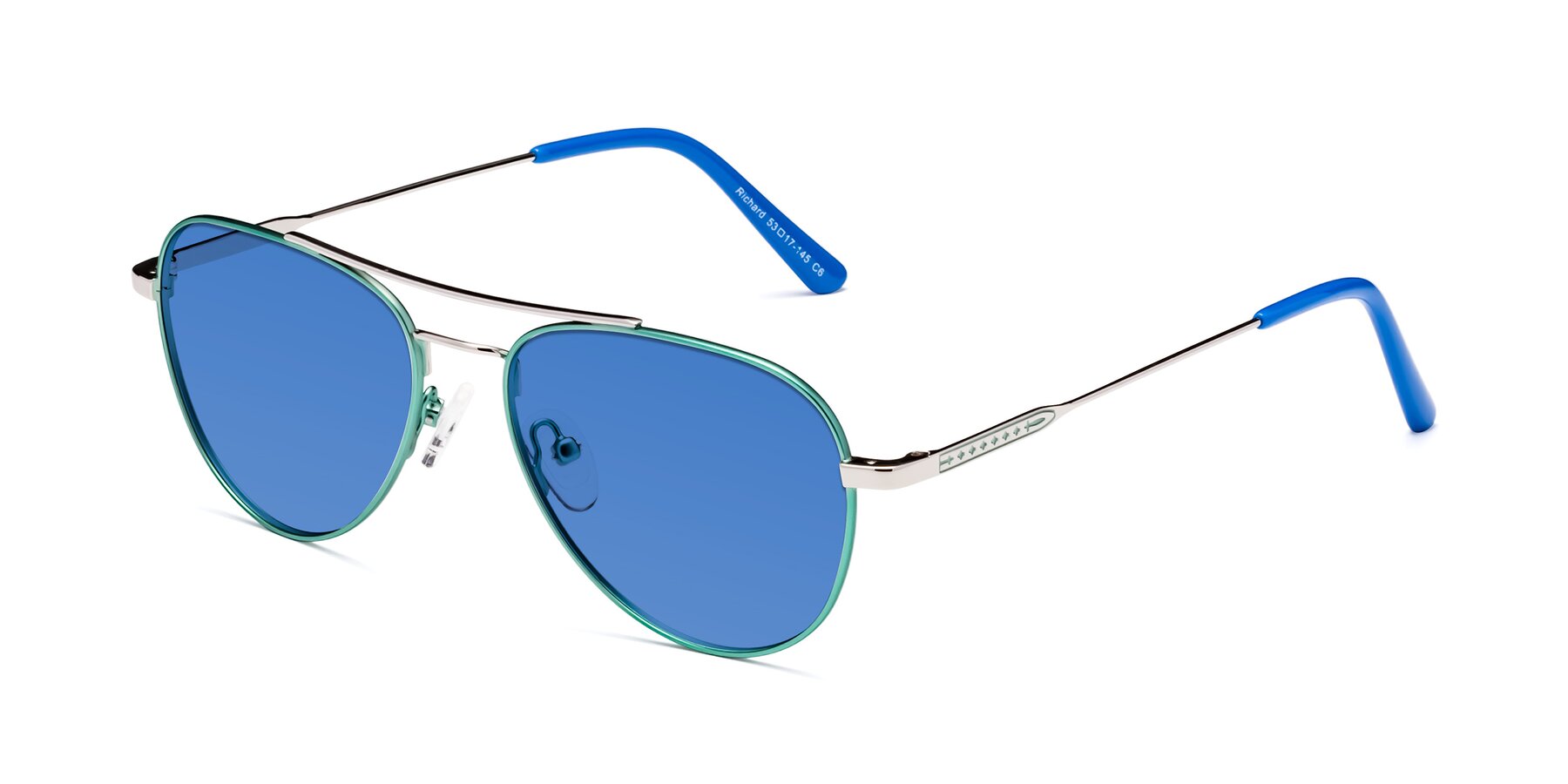 Angle of Richard in Green-Silver with Blue Tinted Lenses