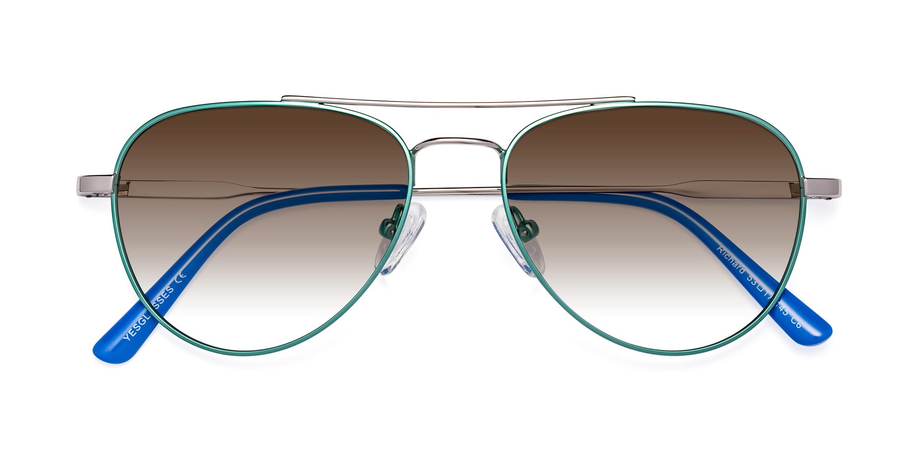 Folded Front of Richard in Green-Silver with Brown Gradient Lenses
