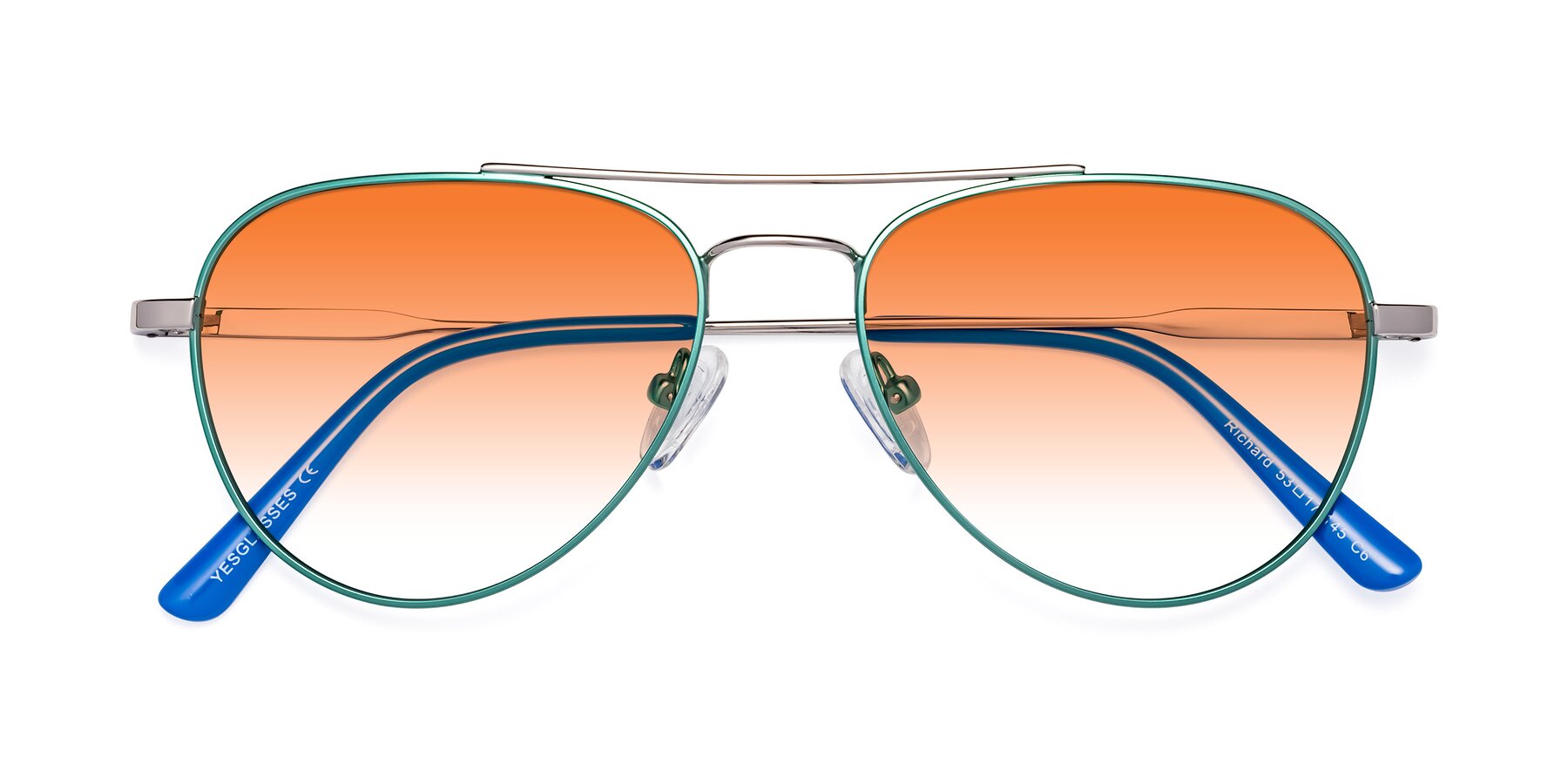 Folded Front of Richard in Green-Silver with Orange Gradient Lenses