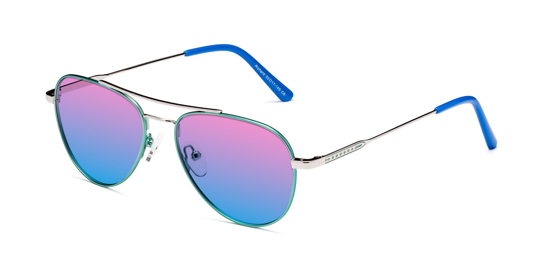 Angle of Richard in Green-Silver with Pink / Blue Gradient Lenses
