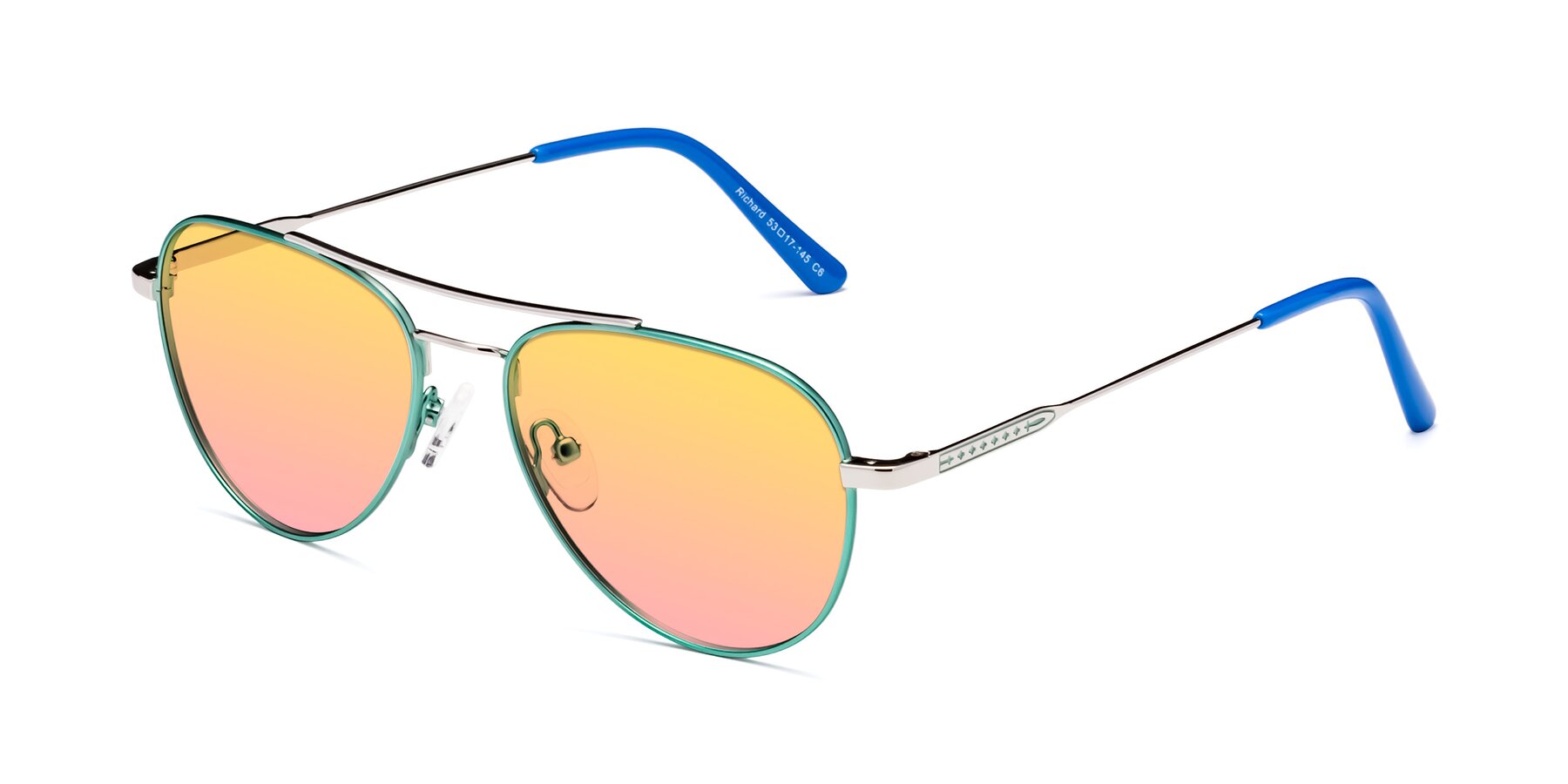 Angle of Richard in Green-Silver with Yellow / Pink Gradient Lenses