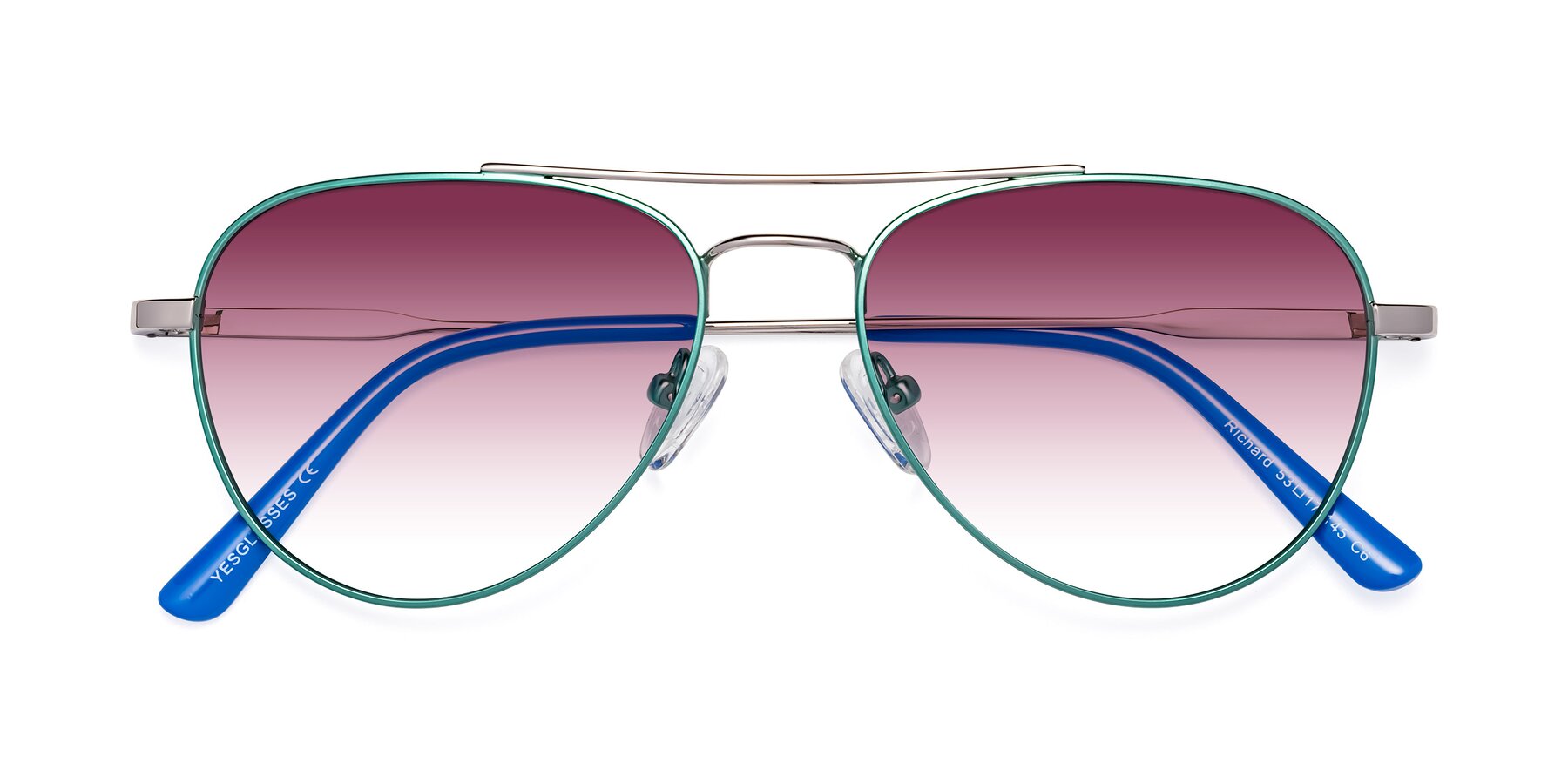 Folded Front of Richard in Green-Silver with Wine Gradient Lenses