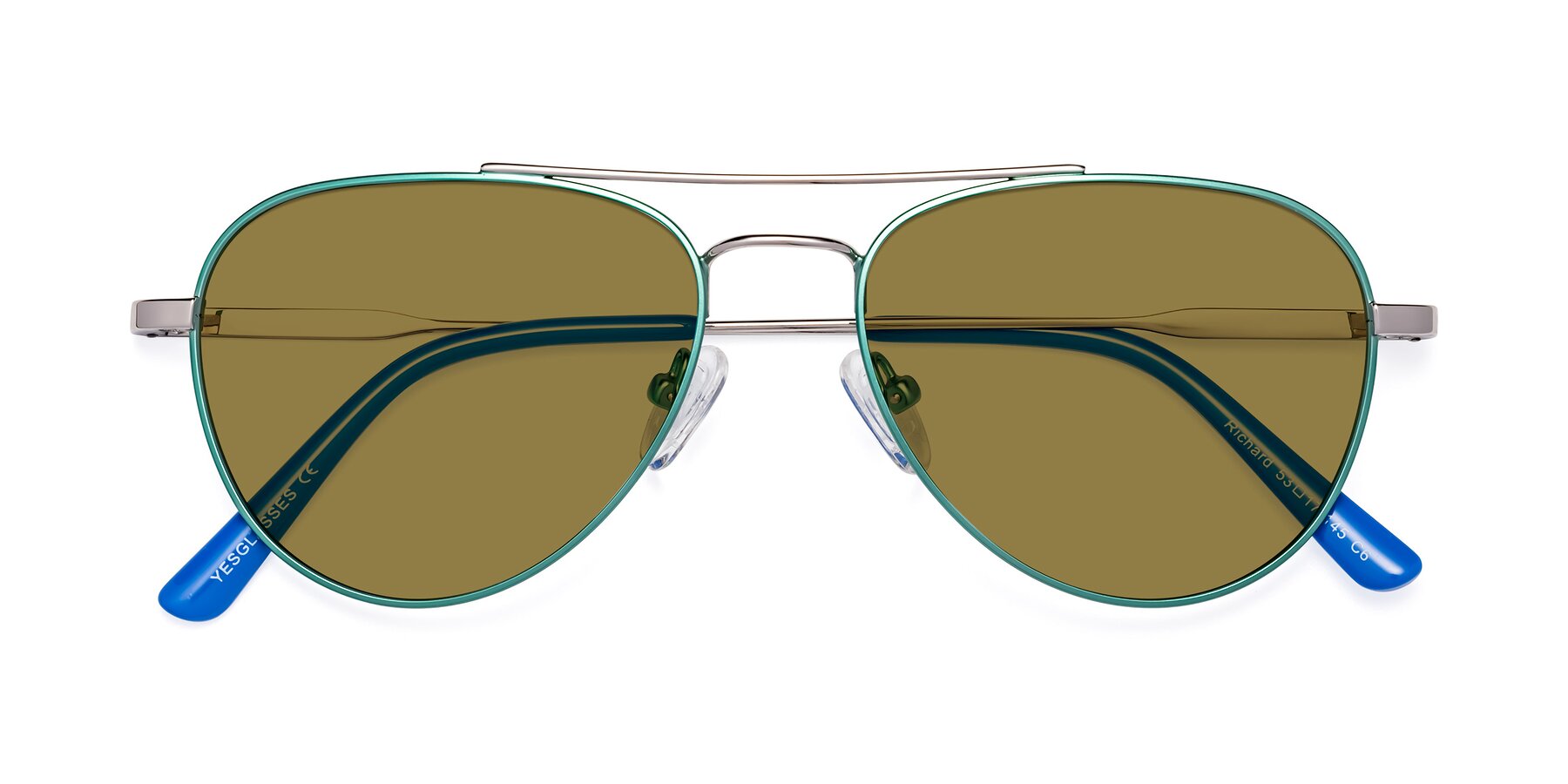 Folded Front of Richard in Green-Silver with Brown Polarized Lenses