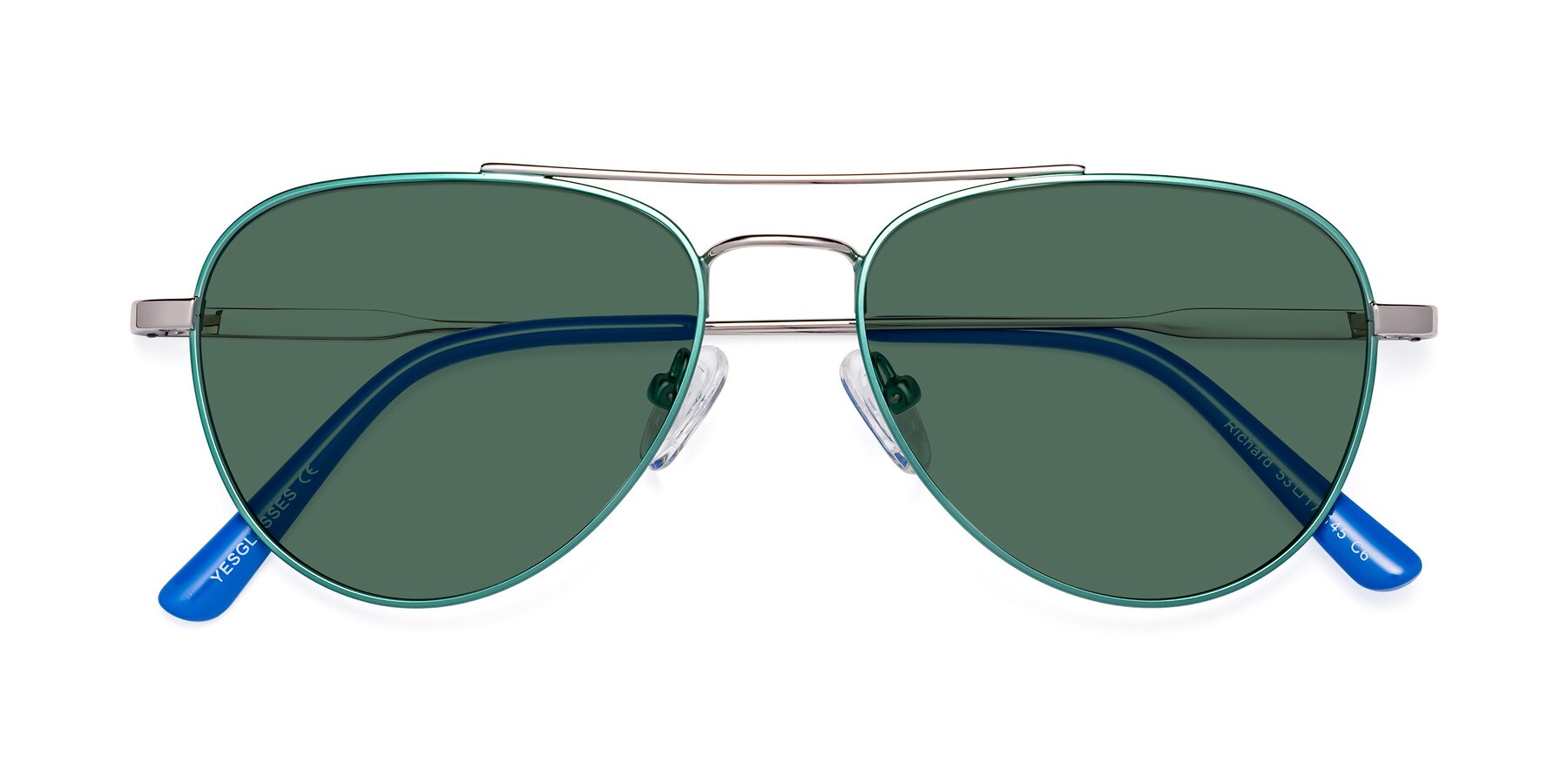 Folded Front of Richard in Green-Silver with Green Polarized Lenses