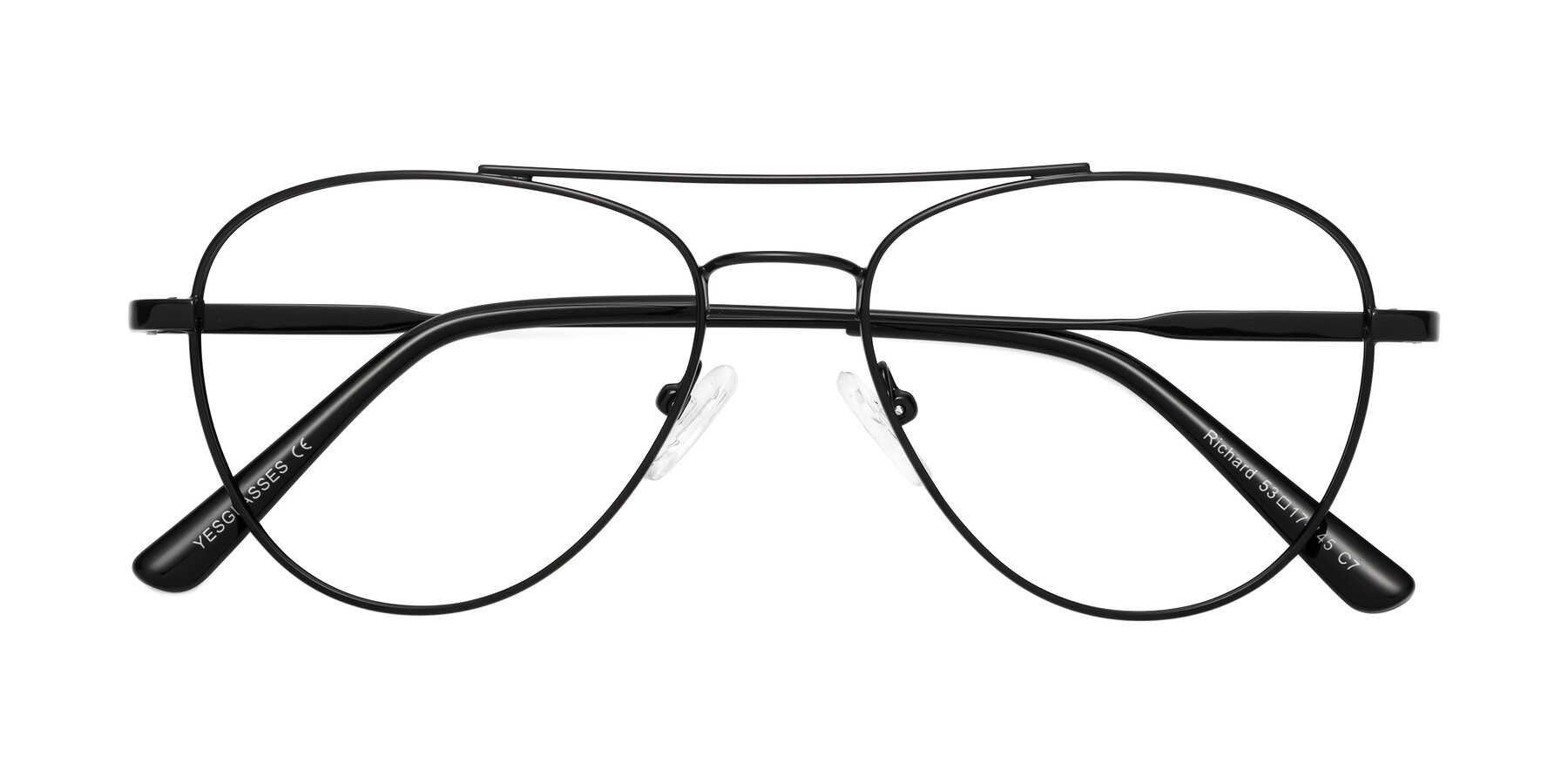 Folded Front of Richard in Black with Clear Eyeglass Lenses