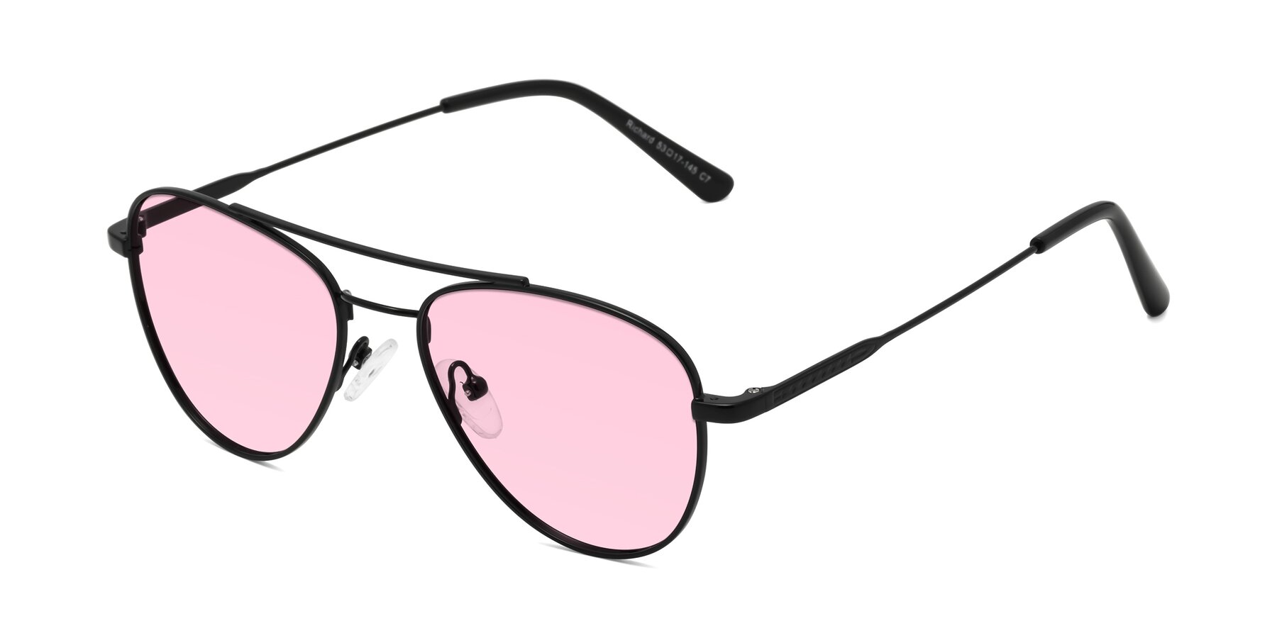 Angle of Richard in Black with Light Pink Tinted Lenses