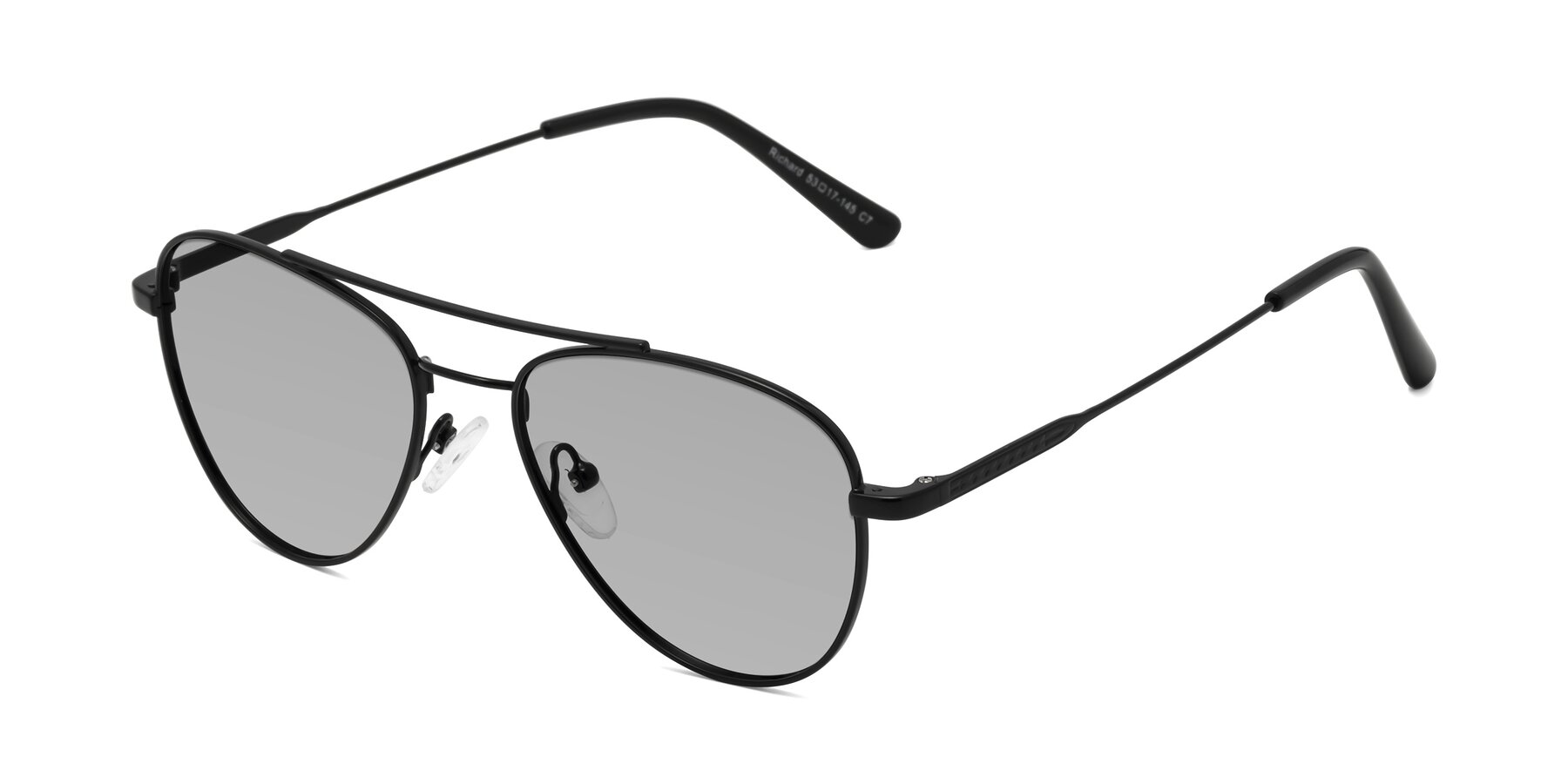 Angle of Richard in Black with Light Gray Tinted Lenses