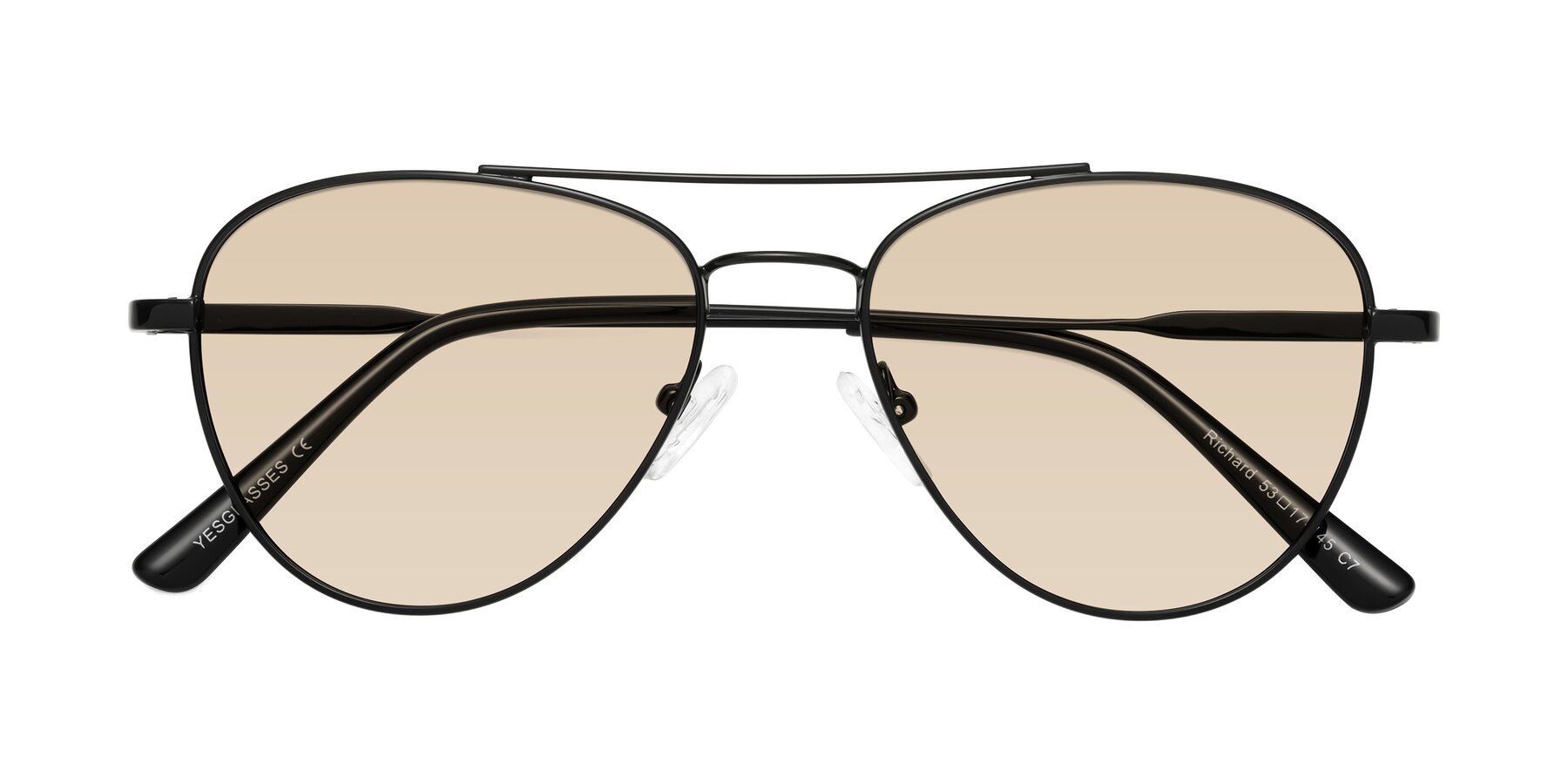 Folded Front of Richard in Black with Light Brown Tinted Lenses