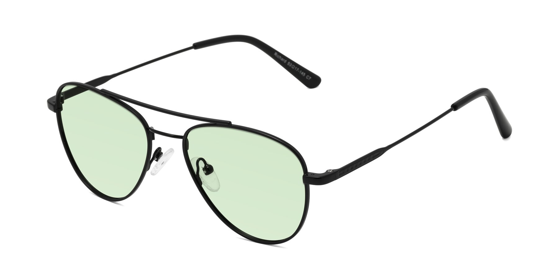 Angle of Richard in Black with Light Green Tinted Lenses