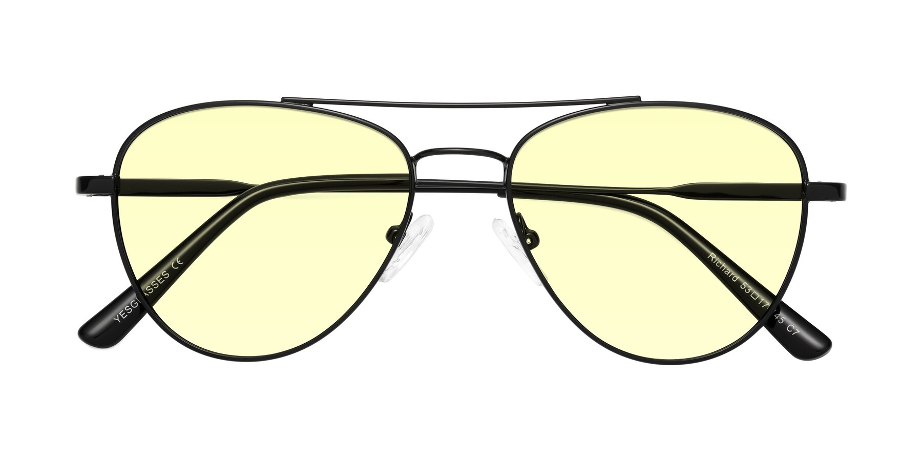 Folded Front of Richard in Black with Light Yellow Tinted Lenses