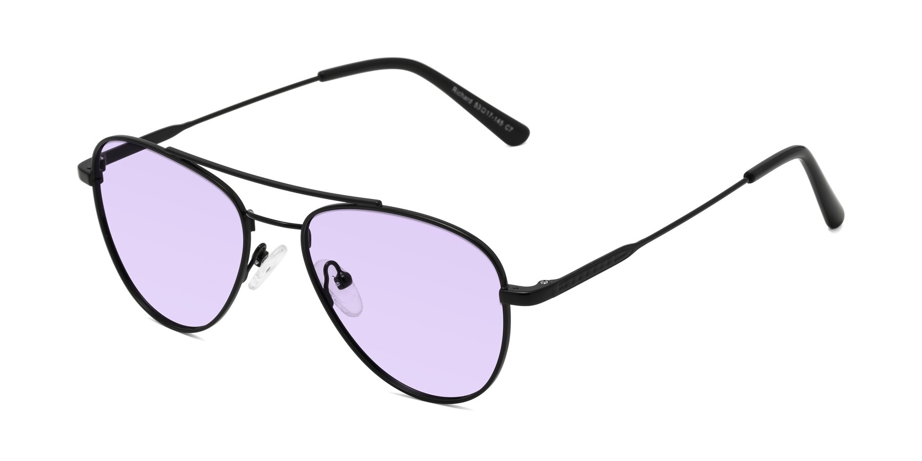 Angle of Richard in Black with Light Purple Tinted Lenses