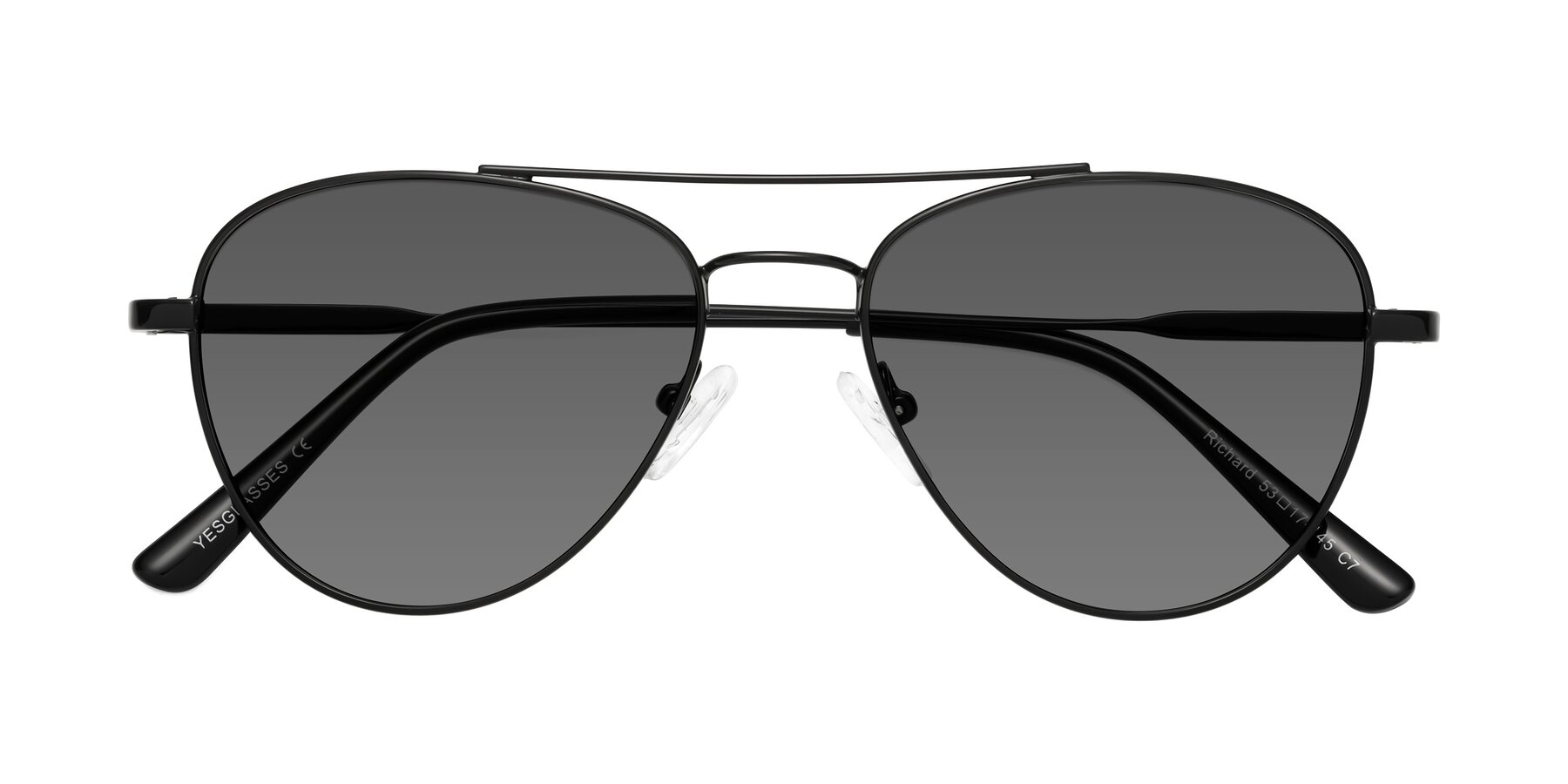Folded Front of Richard in Black with Medium Gray Tinted Lenses