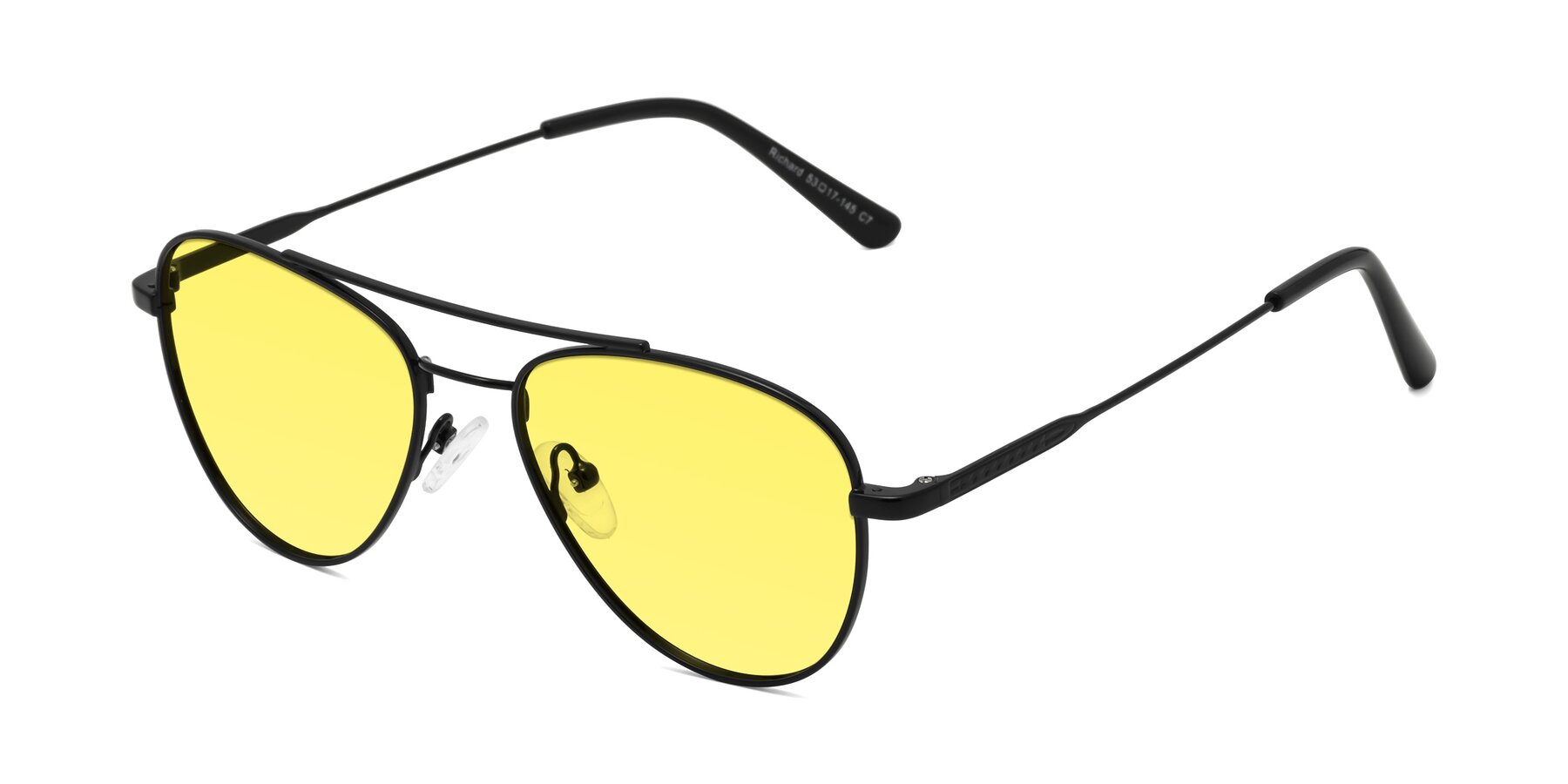 Angle of Richard in Black with Medium Yellow Tinted Lenses