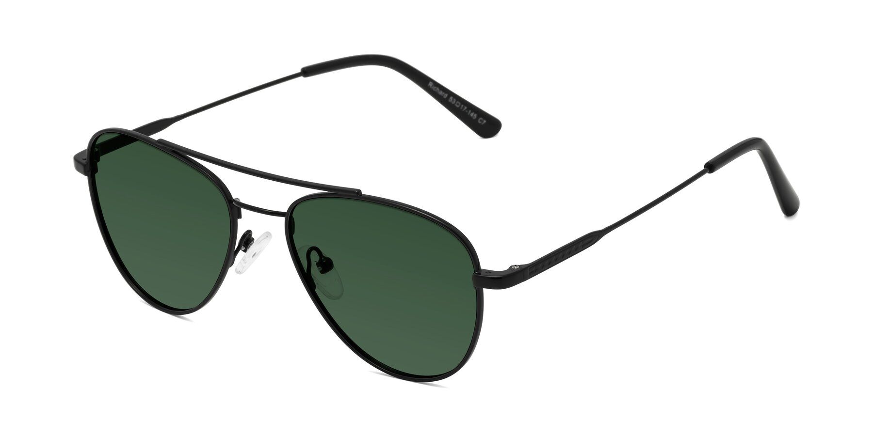 Angle of Richard in Black with Green Tinted Lenses