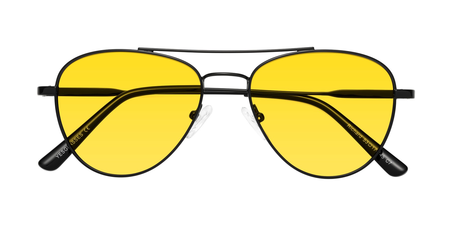 Folded Front of Richard in Black with Yellow Tinted Lenses