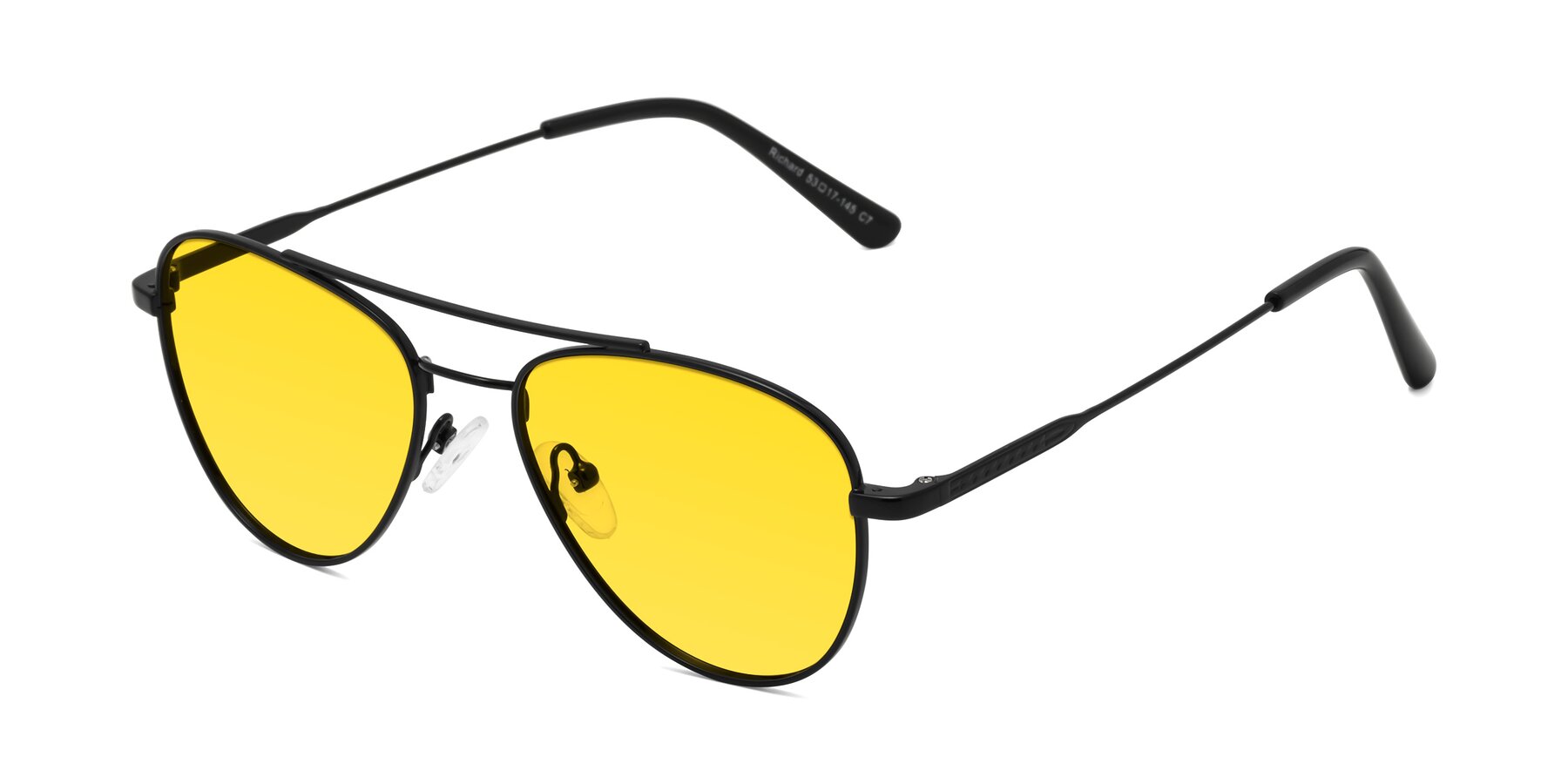 Angle of Richard in Black with Yellow Tinted Lenses