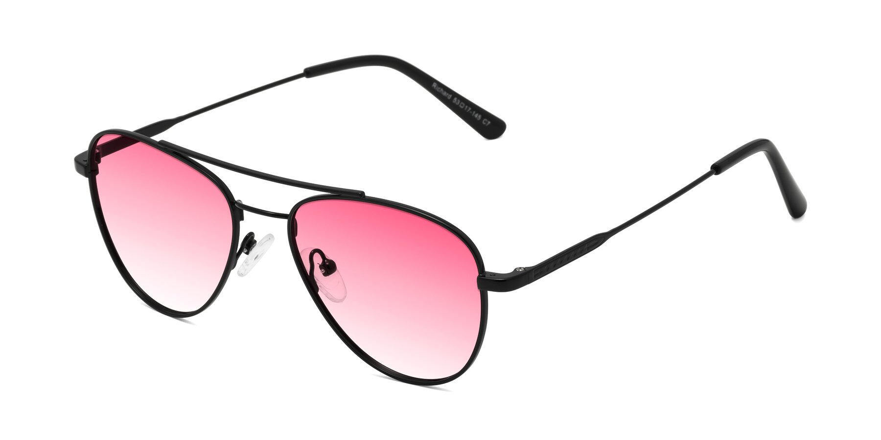 Angle of Richard in Black with Pink Gradient Lenses