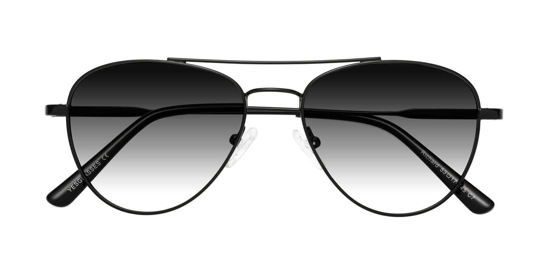 Folded Front of Richard in Black with Gray Gradient Lenses