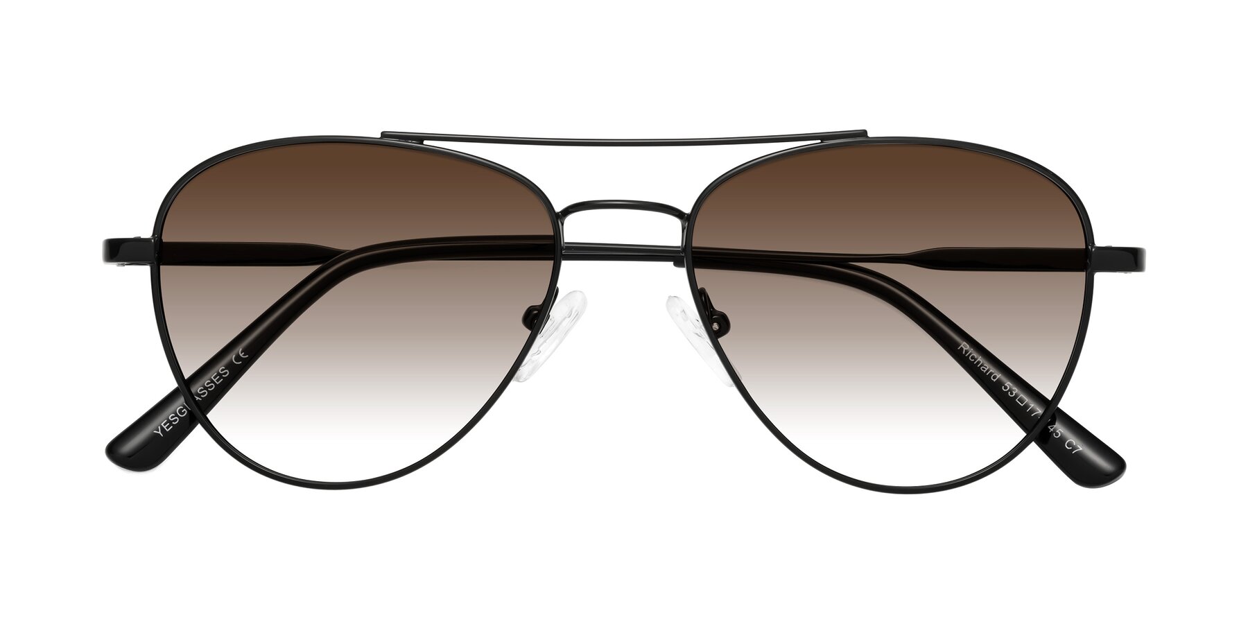 Folded Front of Richard in Black with Brown Gradient Lenses
