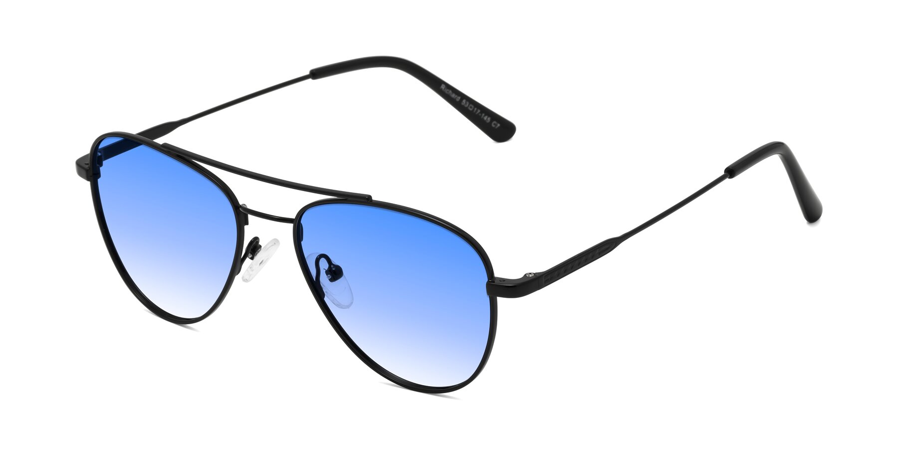 Angle of Richard in Black with Blue Gradient Lenses