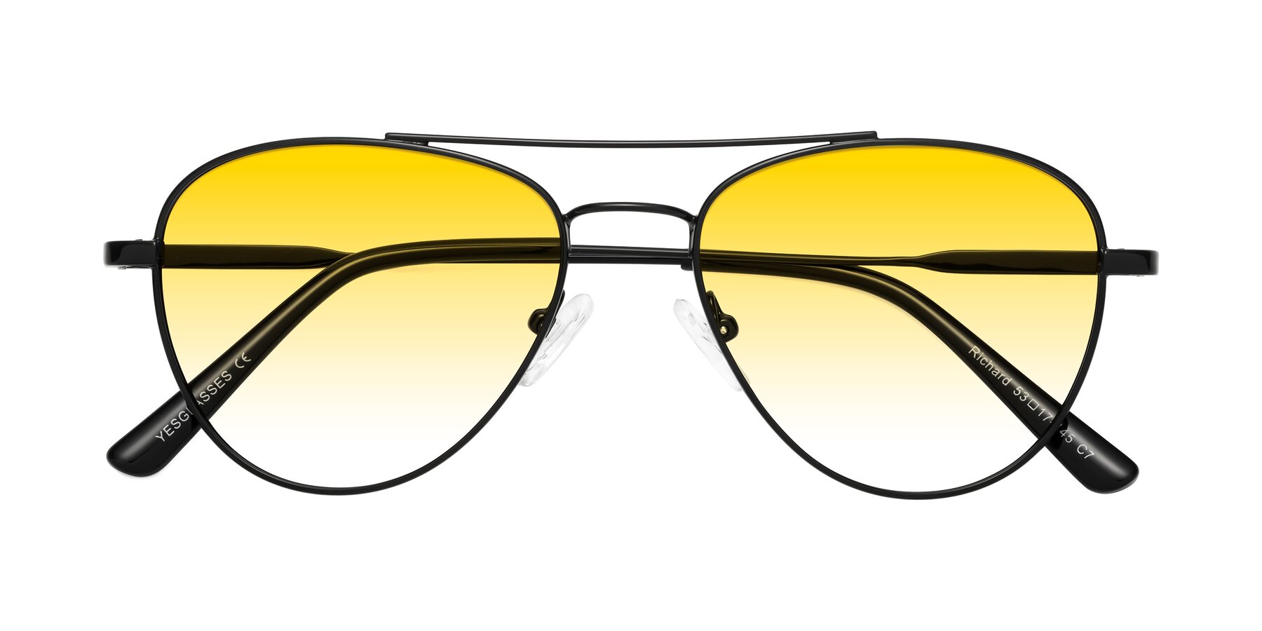 Folded Front of Richard in Black with Yellow Gradient Lenses