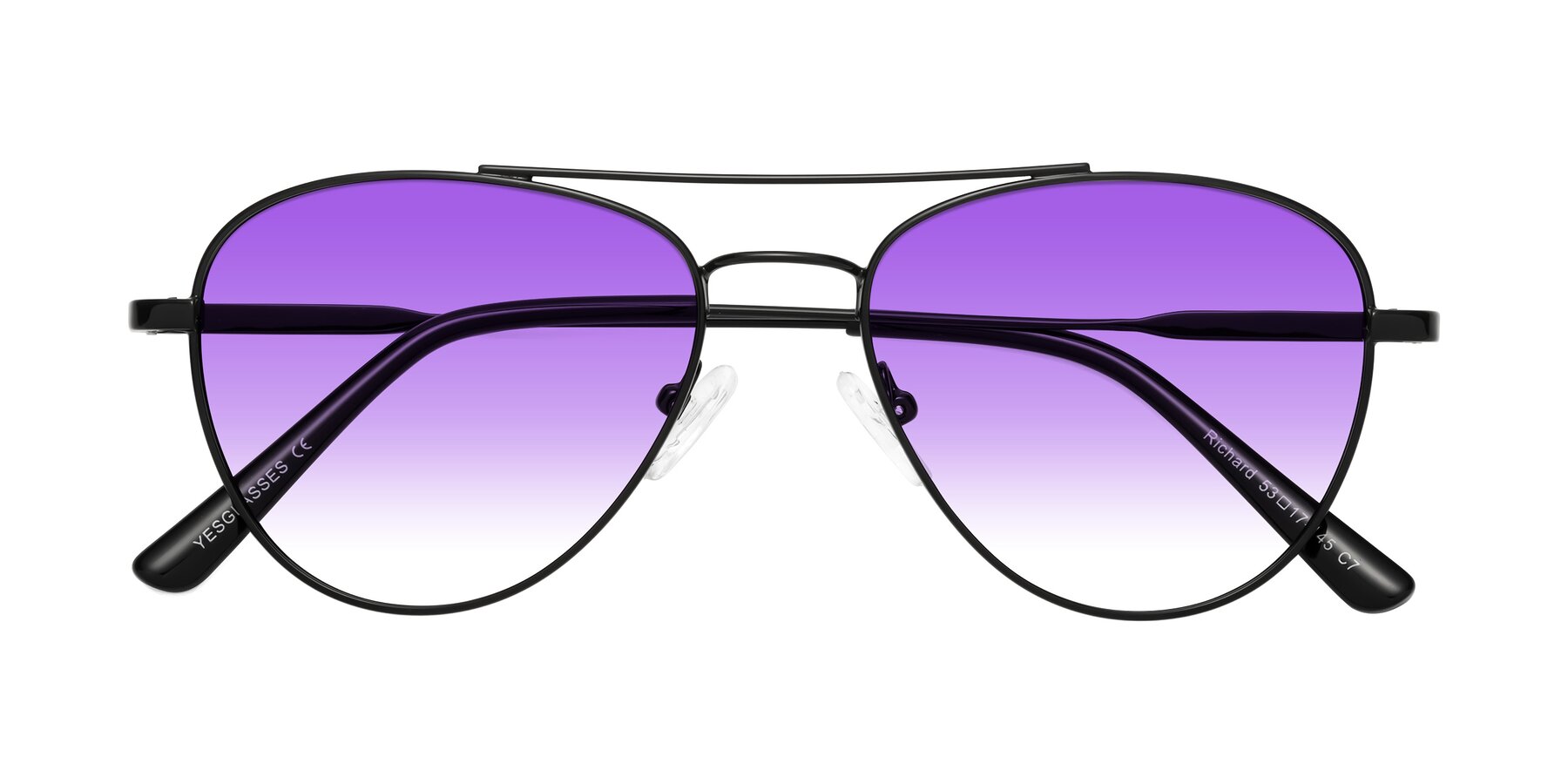 Folded Front of Richard in Black with Purple Gradient Lenses