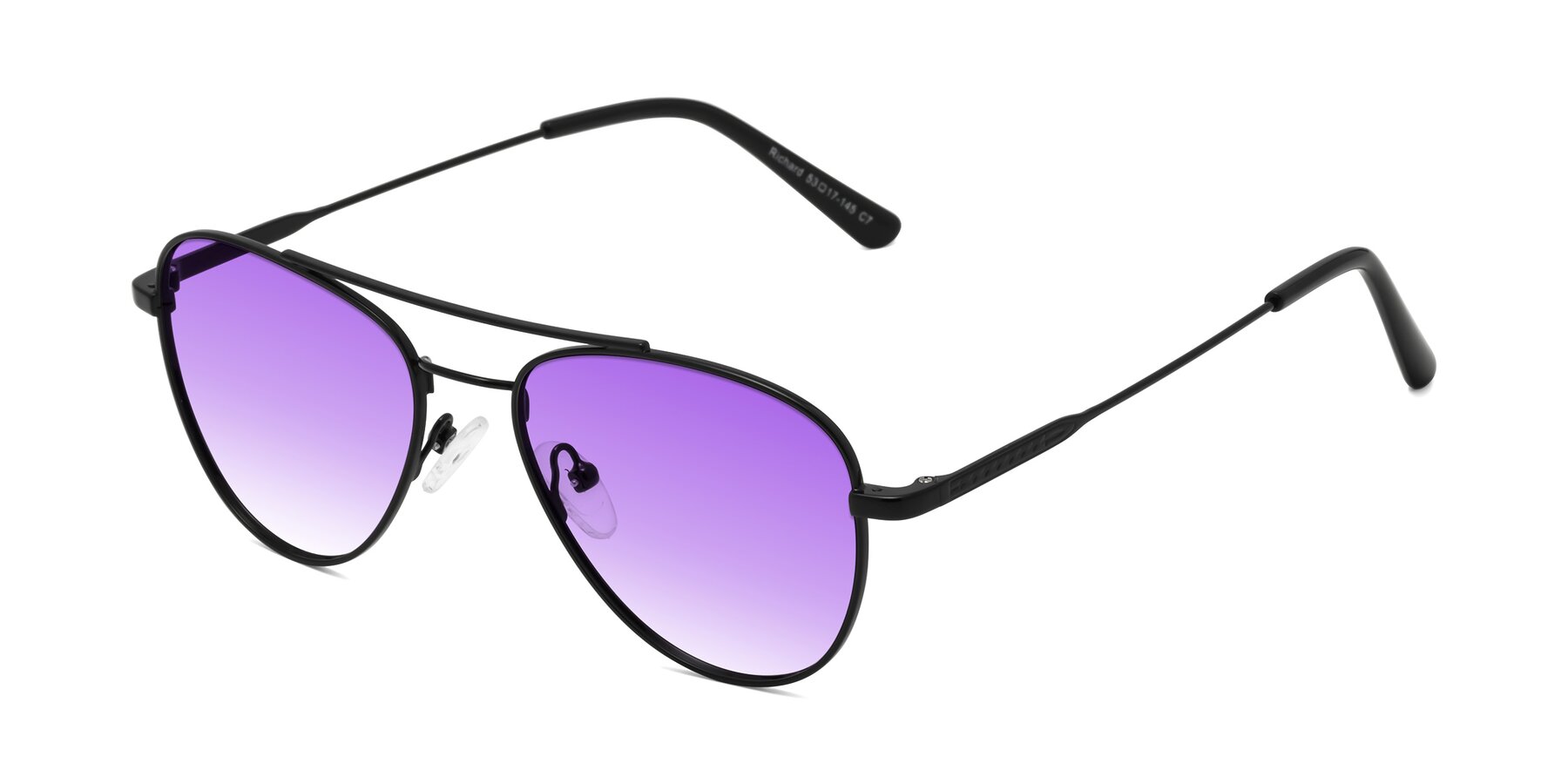 Angle of Richard in Black with Purple Gradient Lenses