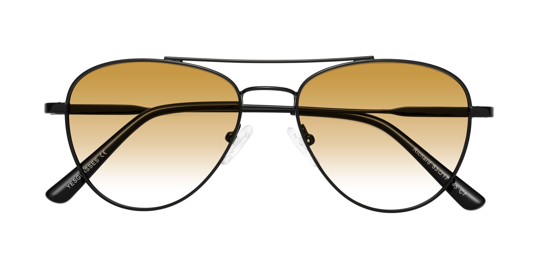 Folded Front of Richard in Black with Champagne Gradient Lenses