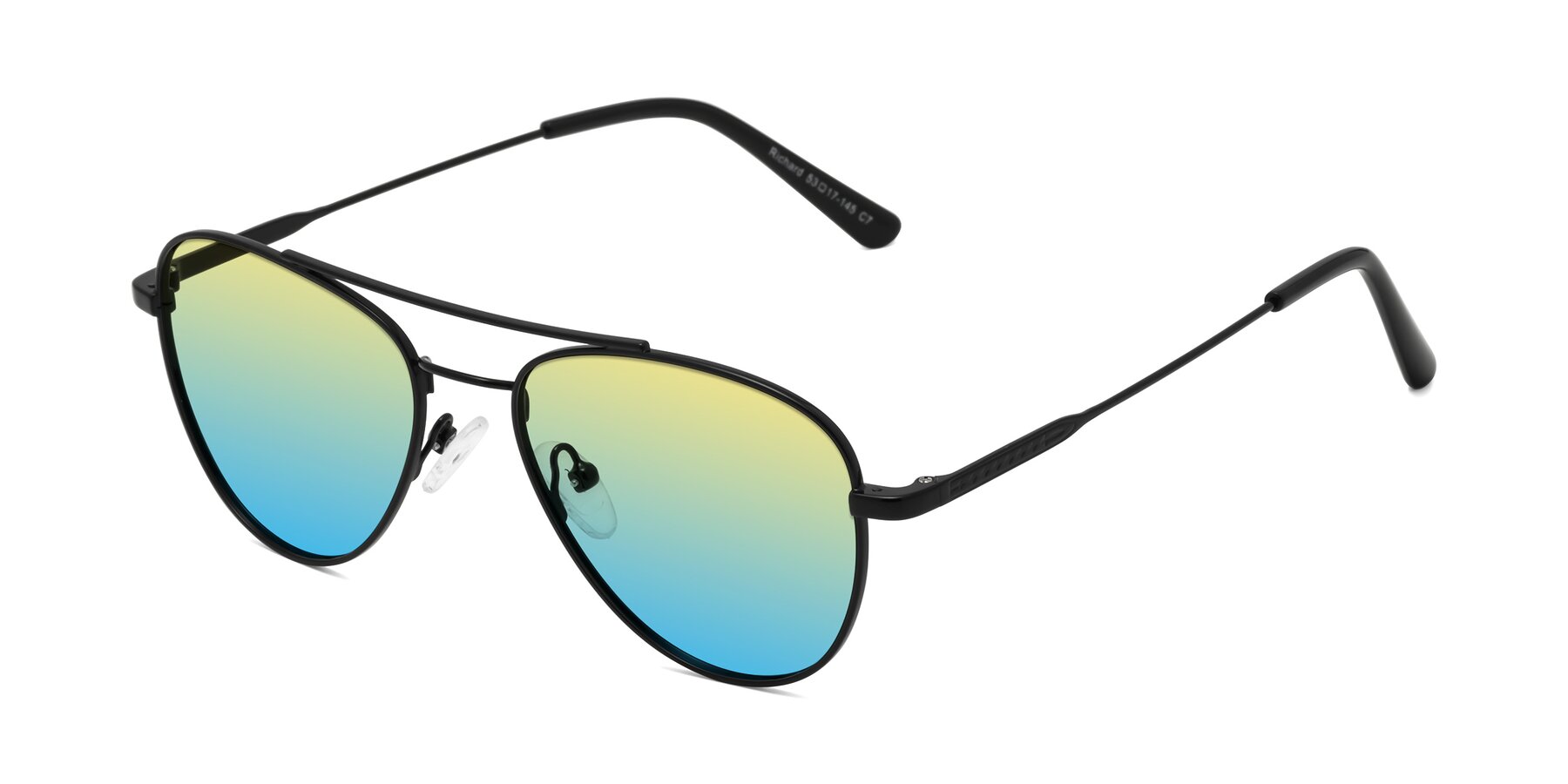 Angle of Richard in Black with Yellow / Blue Gradient Lenses