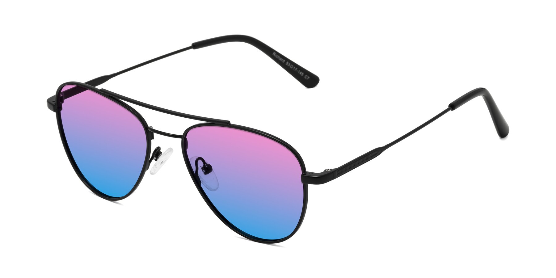 Angle of Richard in Black with Pink / Blue Gradient Lenses