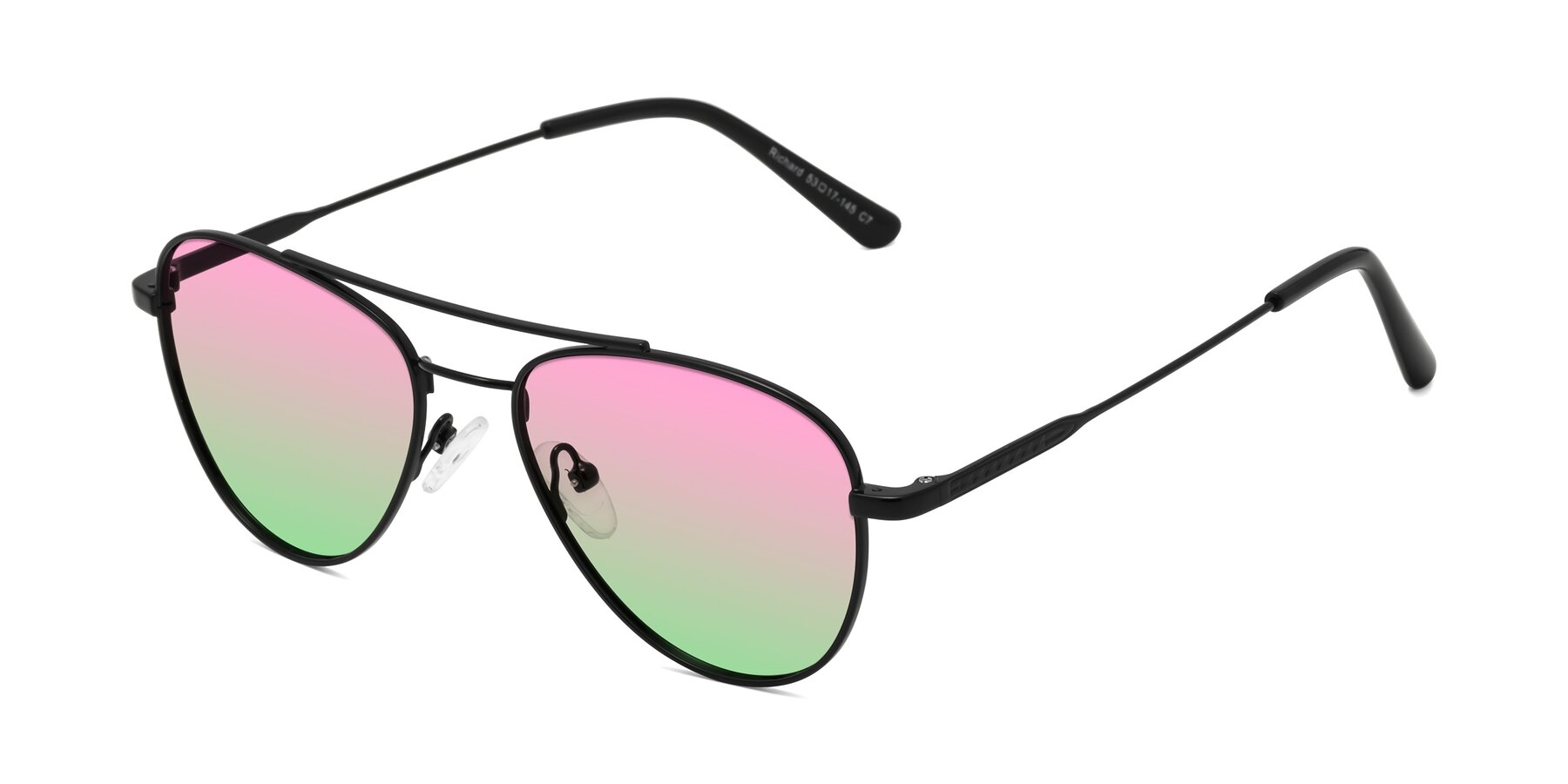 Angle of Richard in Black with Pink / Green Gradient Lenses