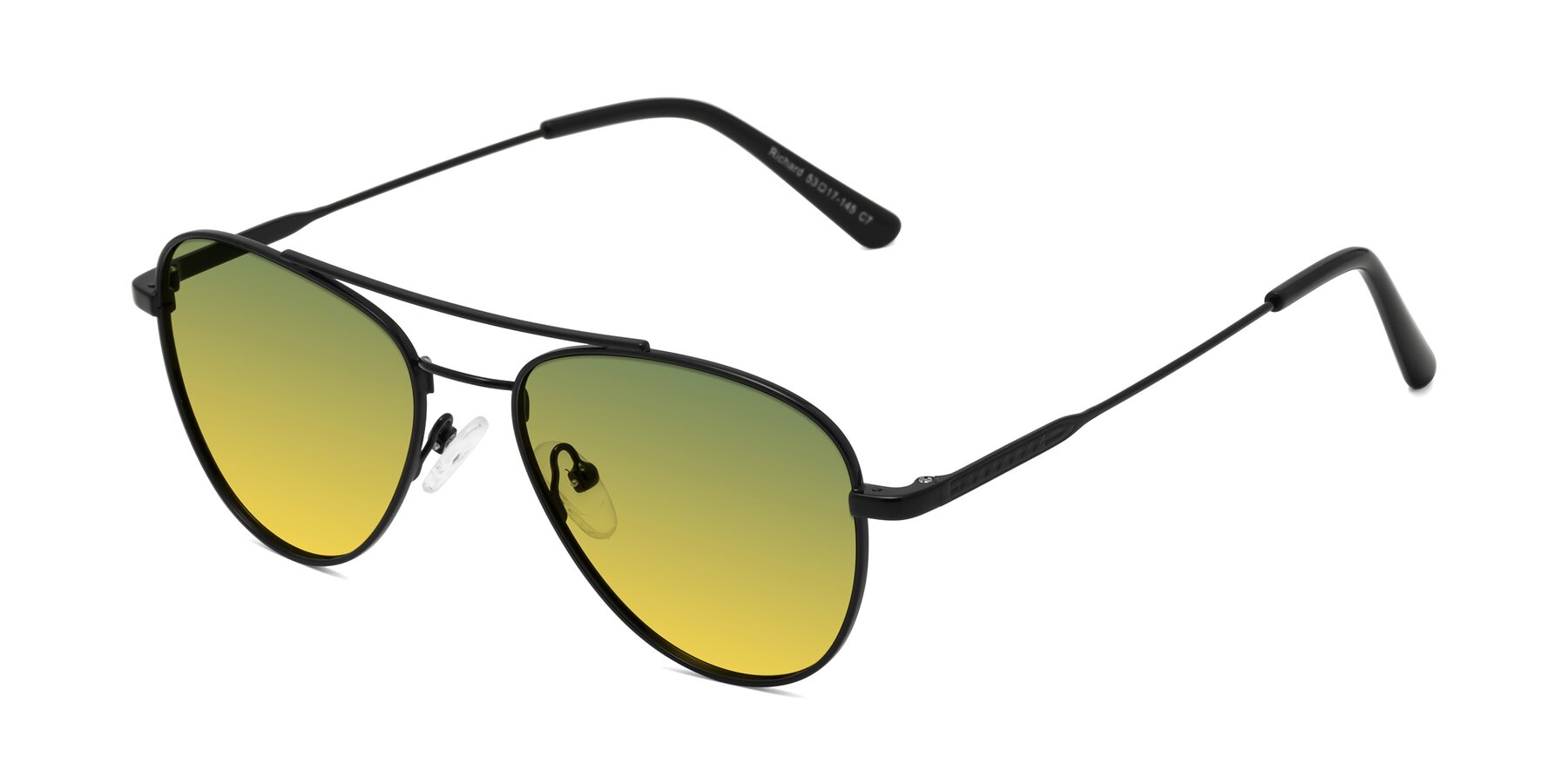 Angle of Richard in Black with Green / Yellow Gradient Lenses