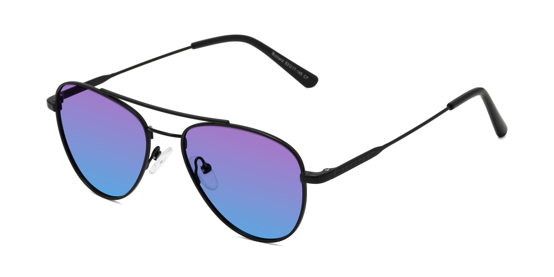 Angle of Richard in Black with Purple / Blue Gradient Lenses