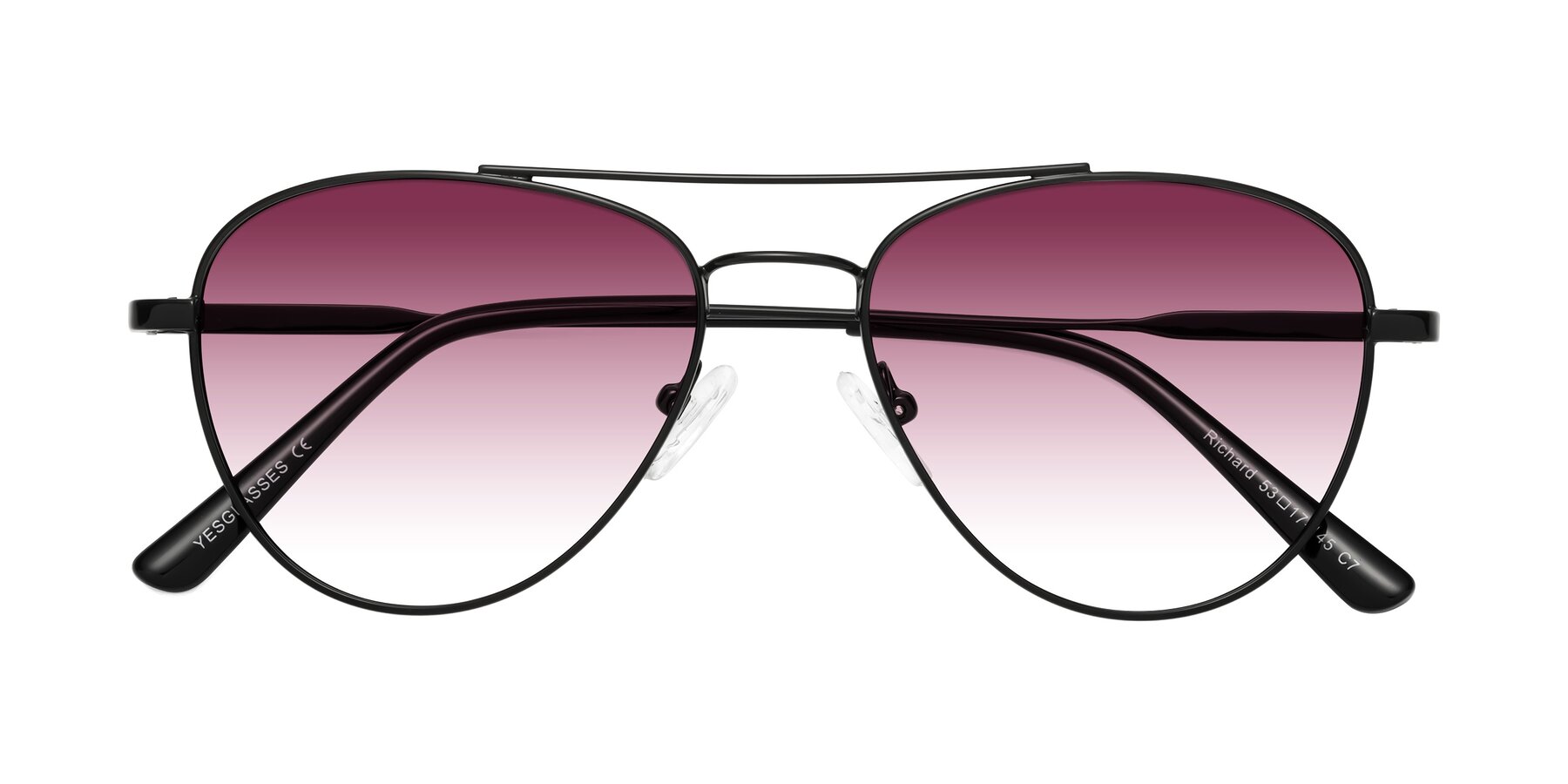 Folded Front of Richard in Black with Wine Gradient Lenses