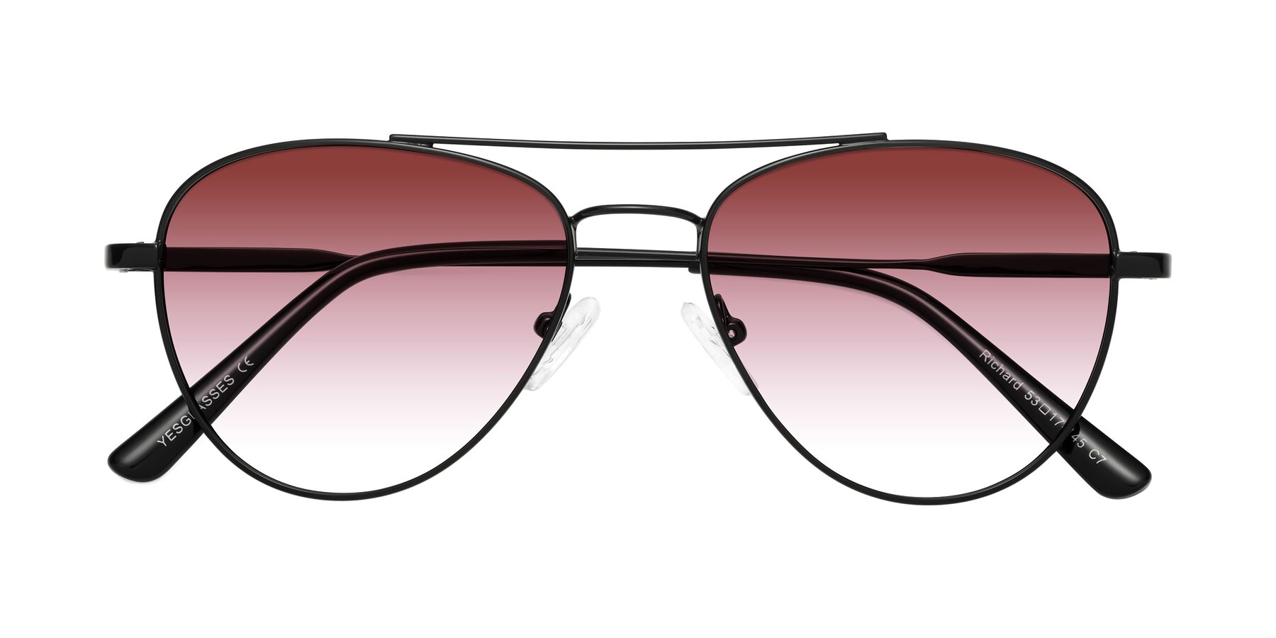 Folded Front of Richard in Black with Garnet Gradient Lenses