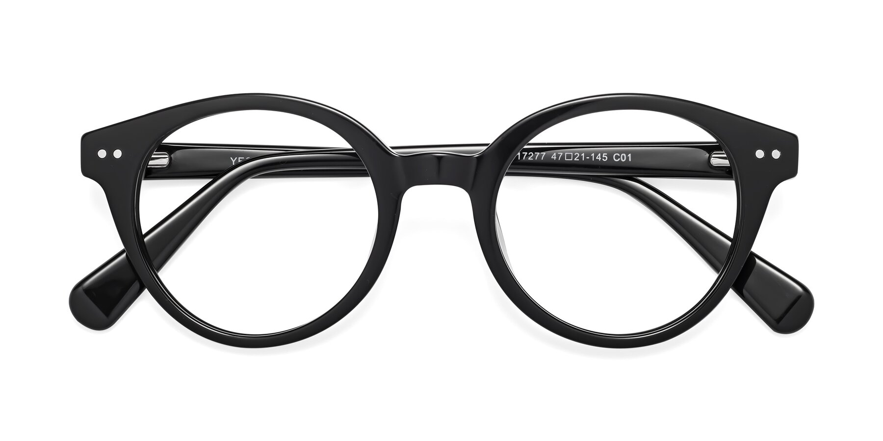 Folded Front of Bellion in Black with Clear Reading Eyeglass Lenses