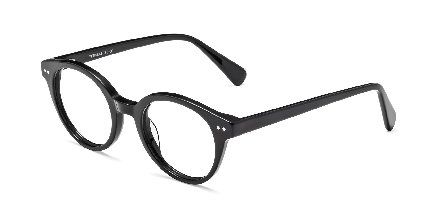 Angle of Bellion in Black with Clear Reading Eyeglass Lenses