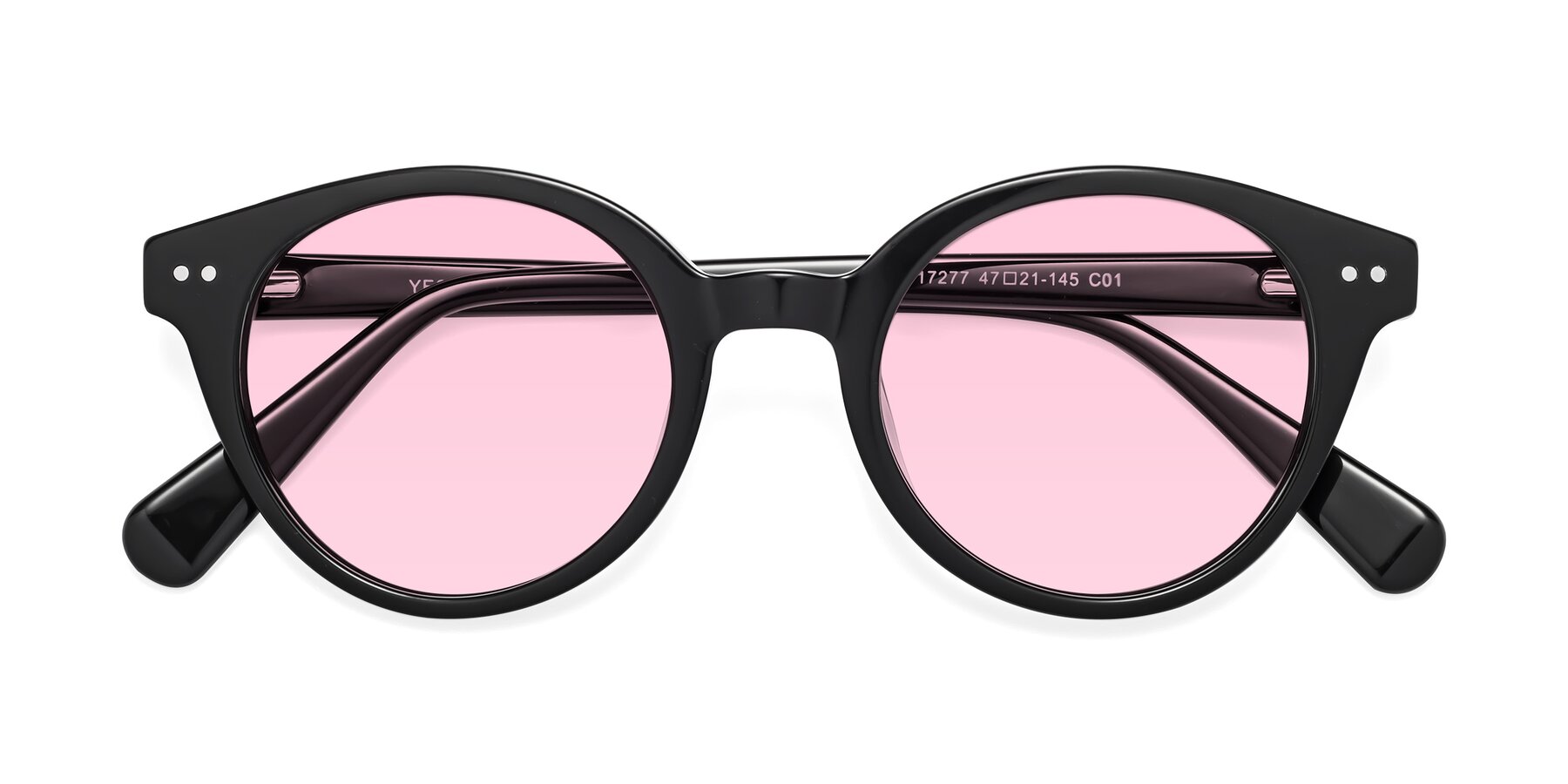 Folded Front of Bellion in Black with Light Pink Tinted Lenses
