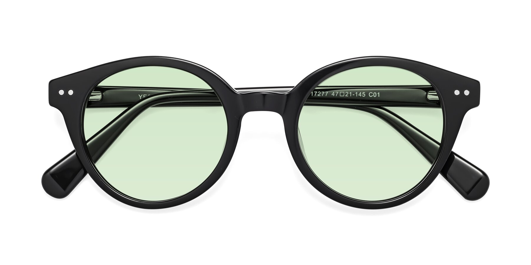 Folded Front of Bellion in Black with Light Green Tinted Lenses