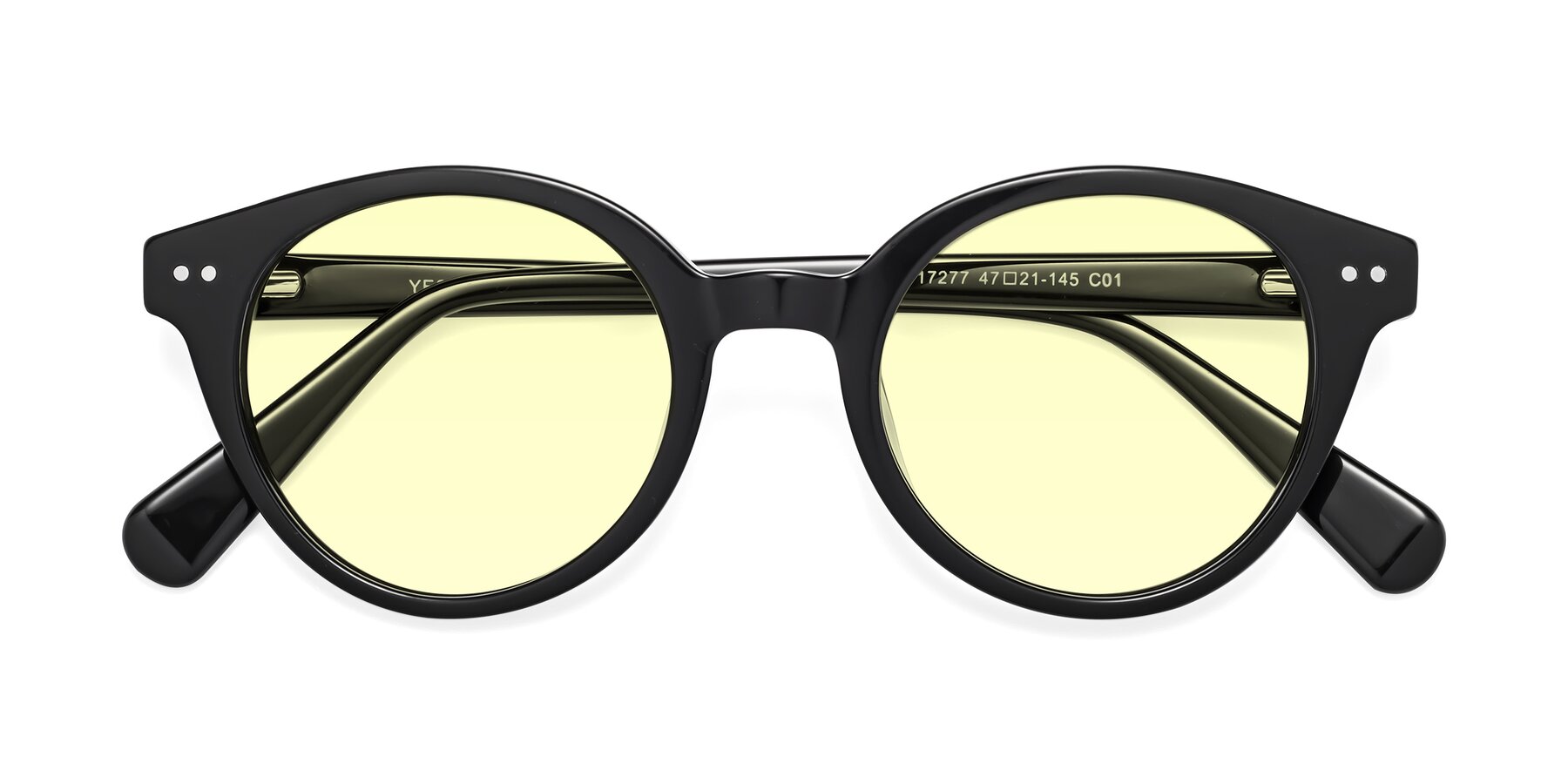 Folded Front of Bellion in Black with Light Yellow Tinted Lenses