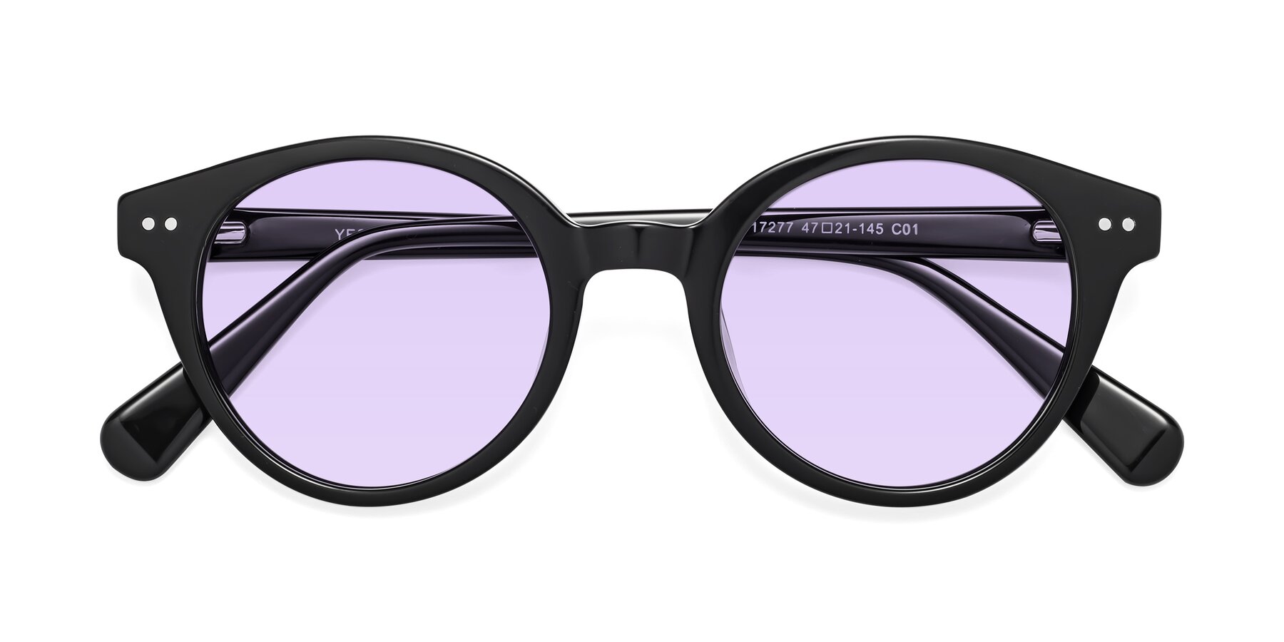 Folded Front of Bellion in Black with Light Purple Tinted Lenses